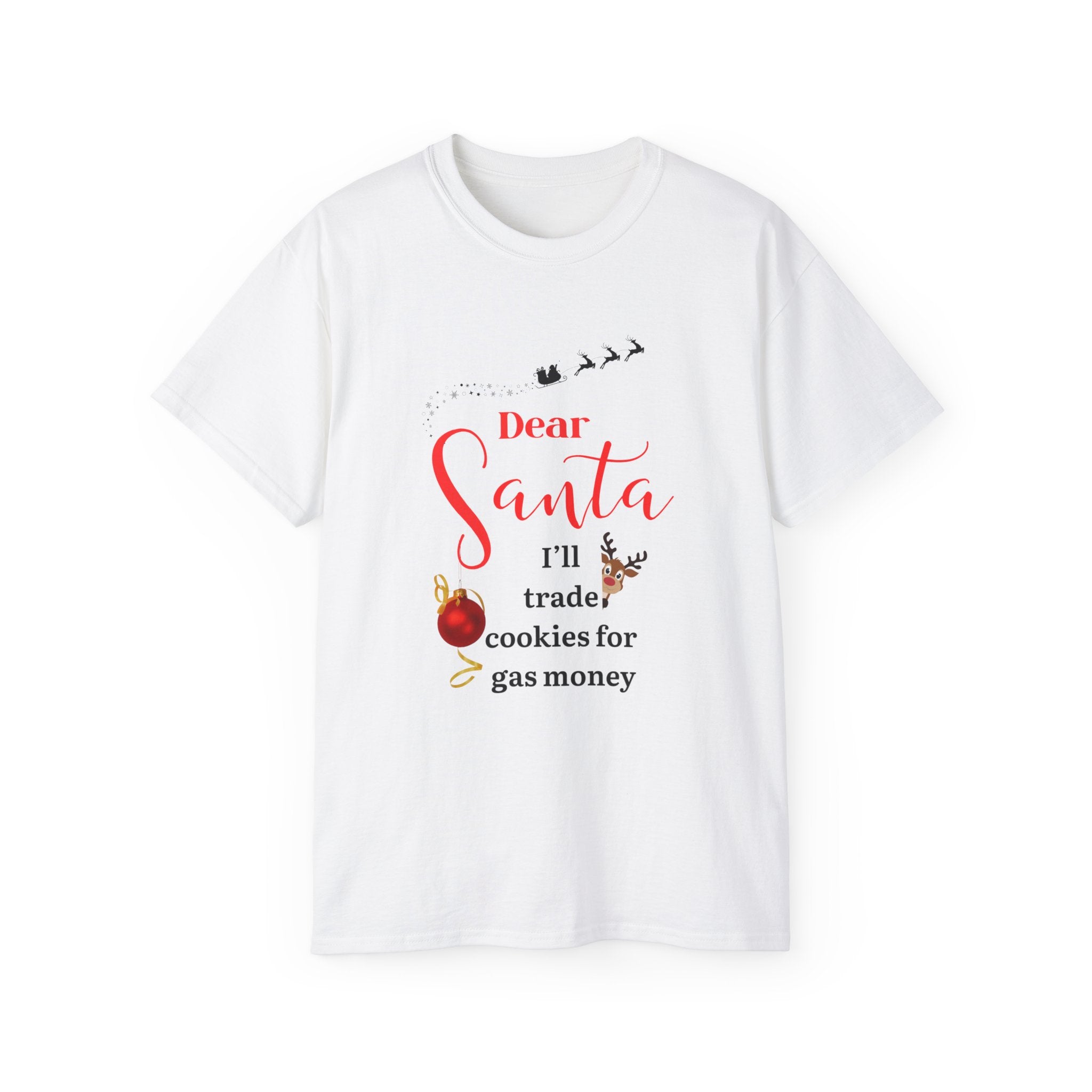 Dear Santa, I'll trade cookies for...Christmas Humor Tee, Funny Santa Shirt, Holiday Gift, Unisex T-Shirt, Cookie Lover Apparel