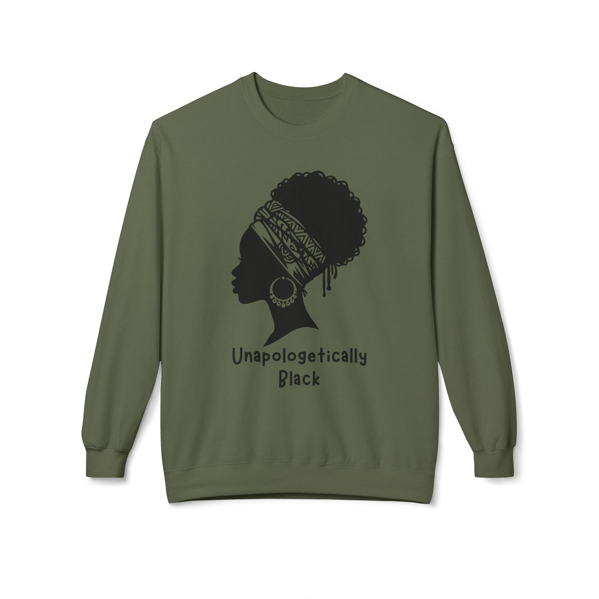 "Unapologetically Black" Graphic Crewneck Sweatshirt — Minimal Line Art Woman