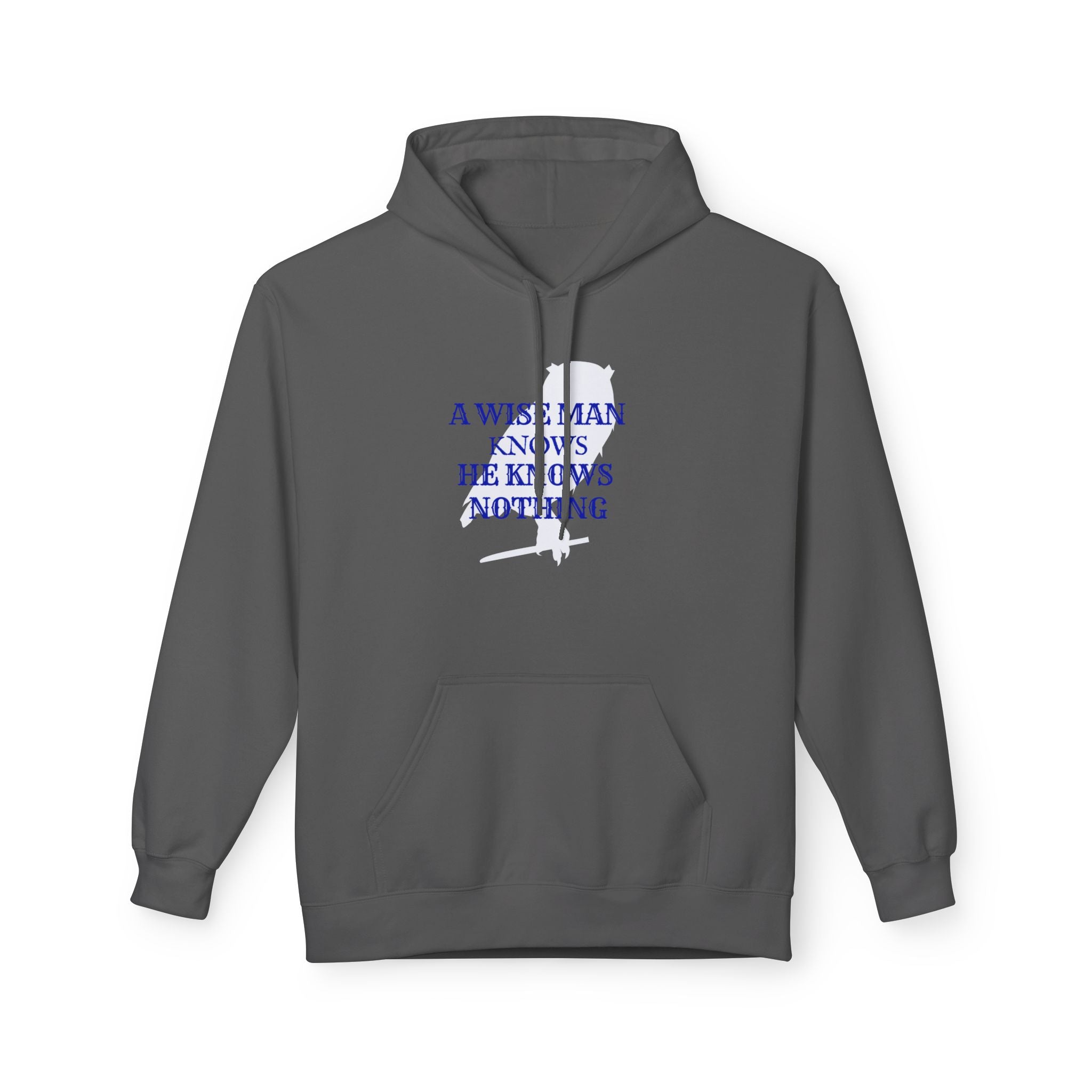 Hoodie — “A Wise Man Knows He Knows Nothing” Minimal Quote Pullover