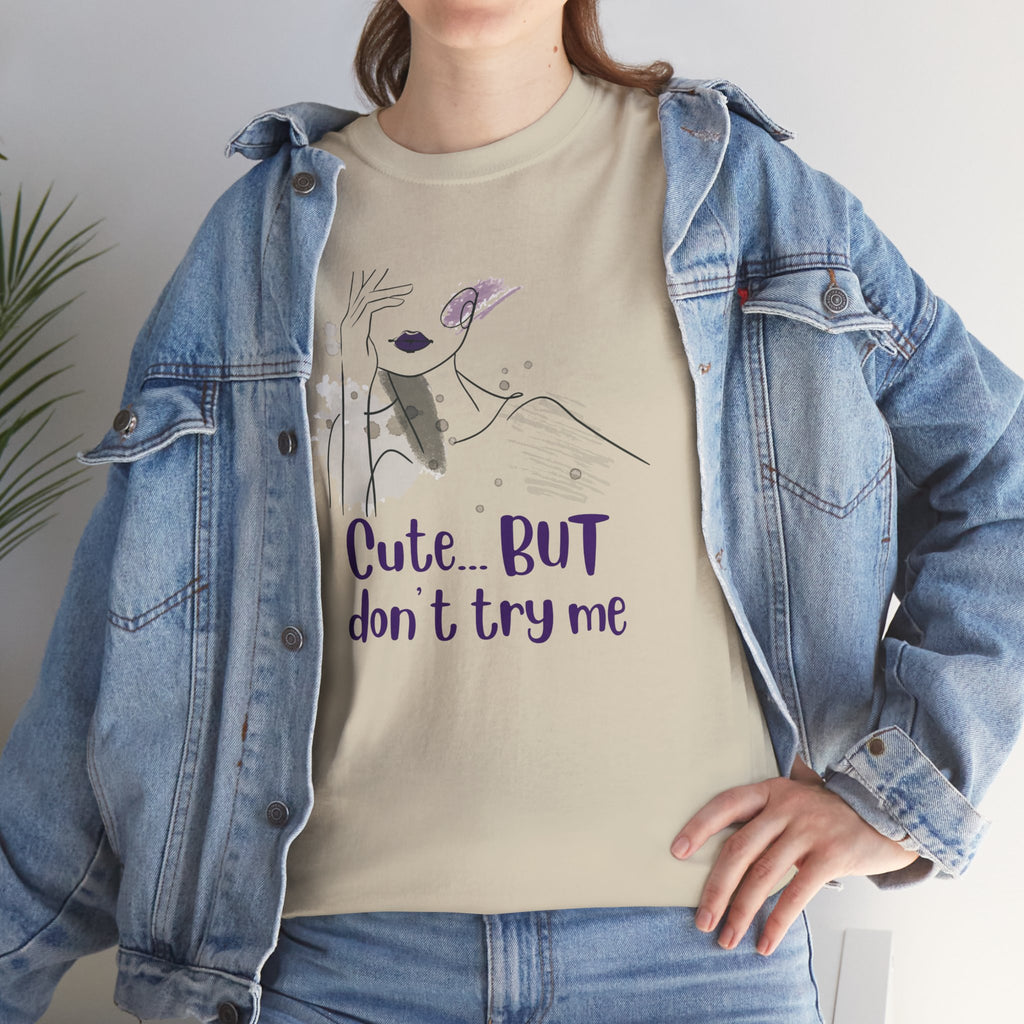 T‑Shirt — Cute… but don’t try me | Minimal Floral Graphic Tee