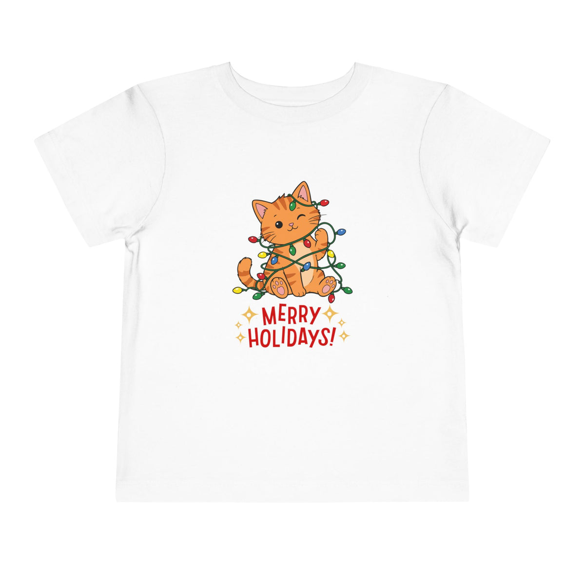 Toddler Merry Holidays Cat Christmas Short Sleeve Tee