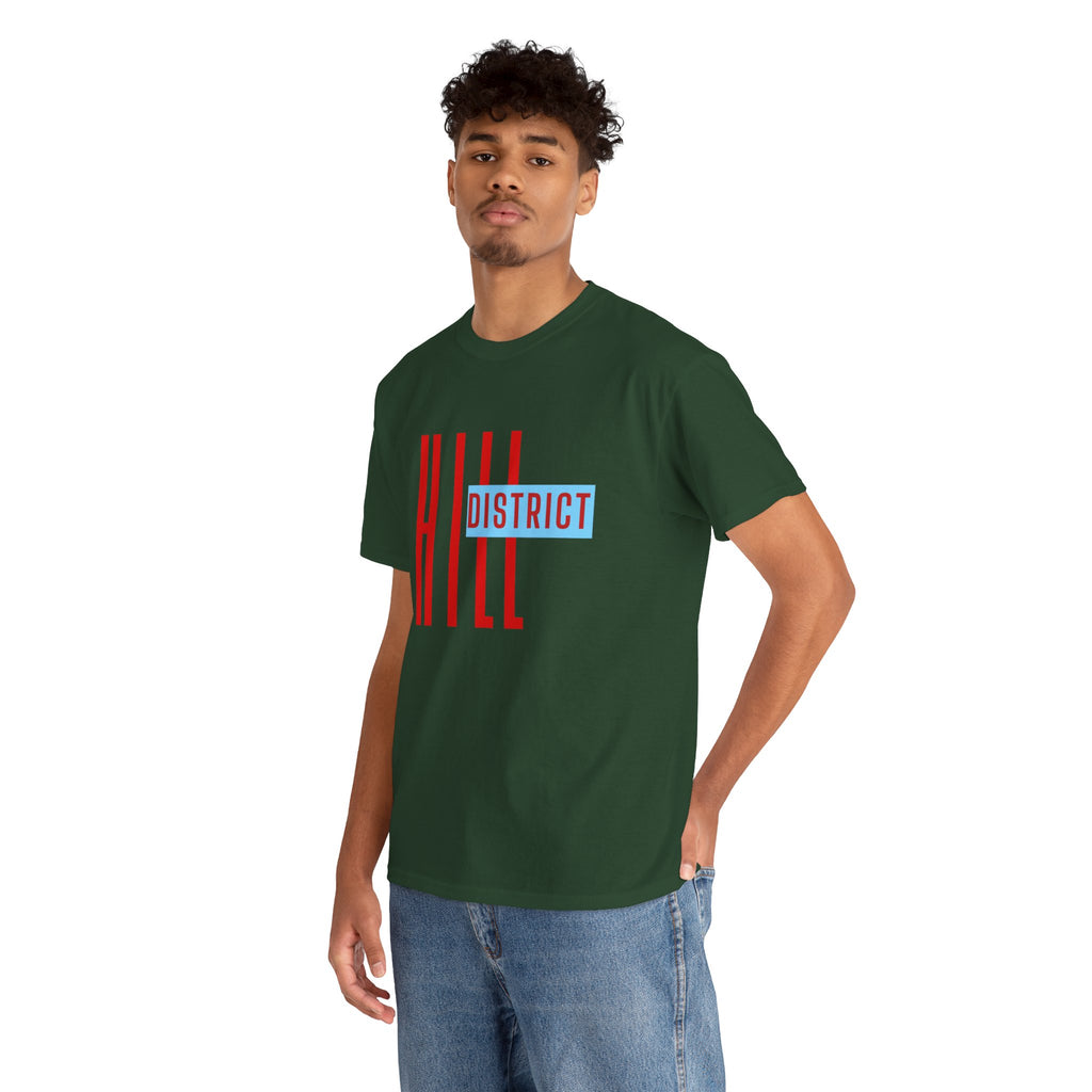 Hill District T-Shirt — Retro Red & Blue 'DISTRICT' Graphic Tee