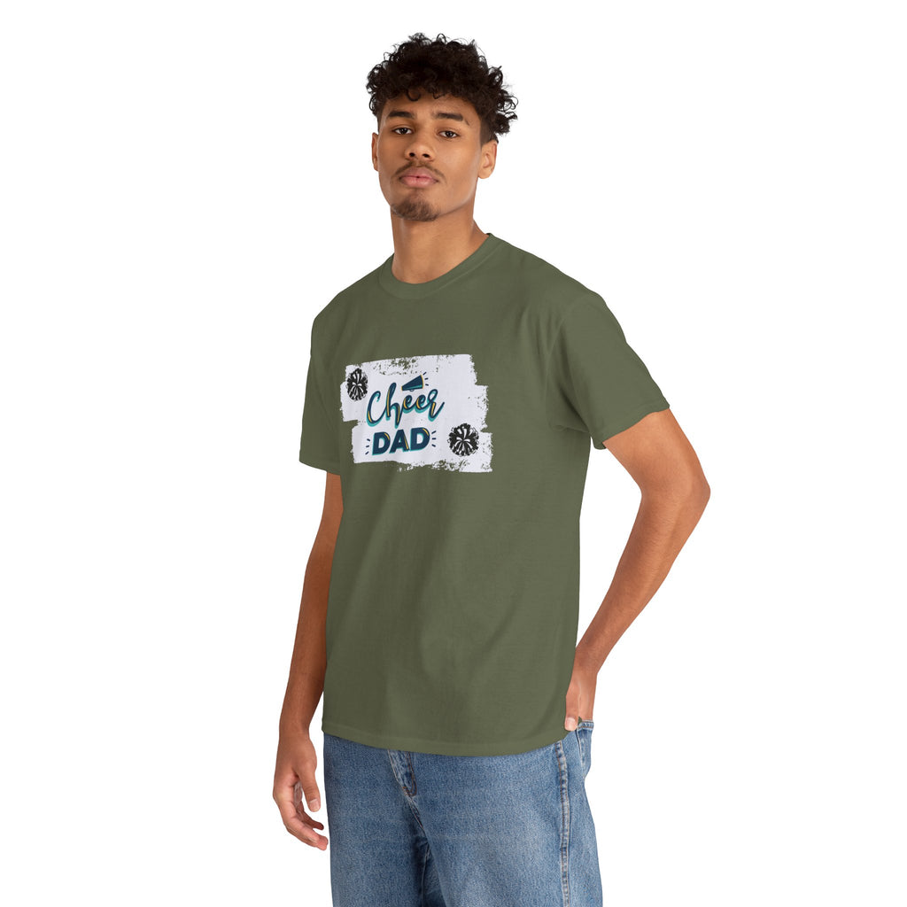 Cheer Dad T-Shirt — Cheerleading Dad Tee with Pom-Poms, Father's Day Gift