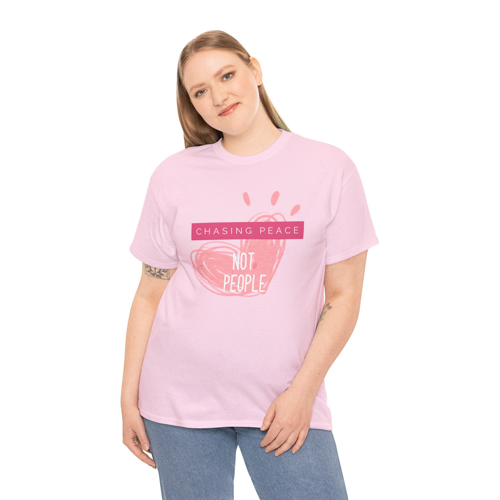 Chasing Peace Not People Tee — Pink Graphic Mental Health Awareness T‑Shirt