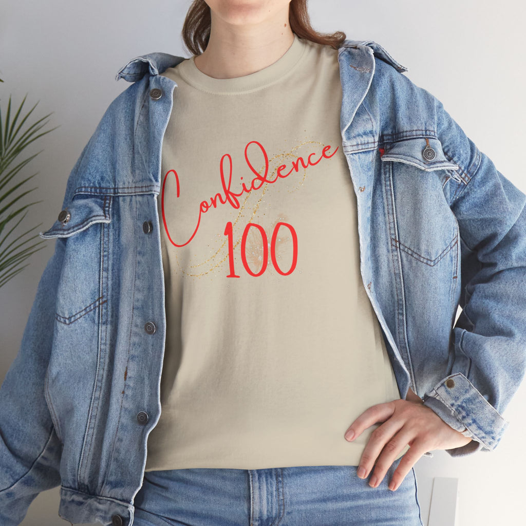 Confidence 100 T-Shirt — Inspirational Script Graphic Tee