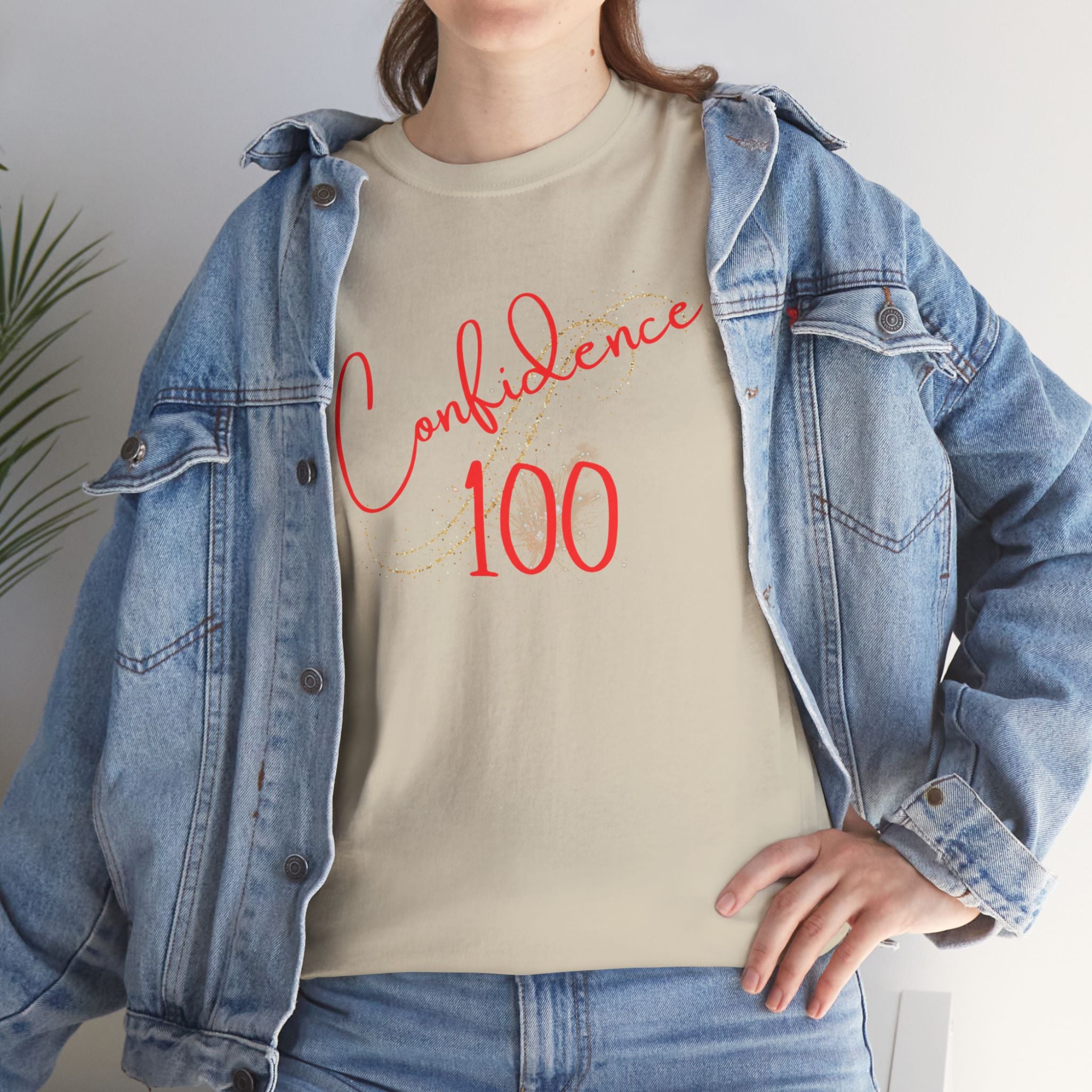 Confidence 100 T-Shirt — Inspirational Script Graphic Tee