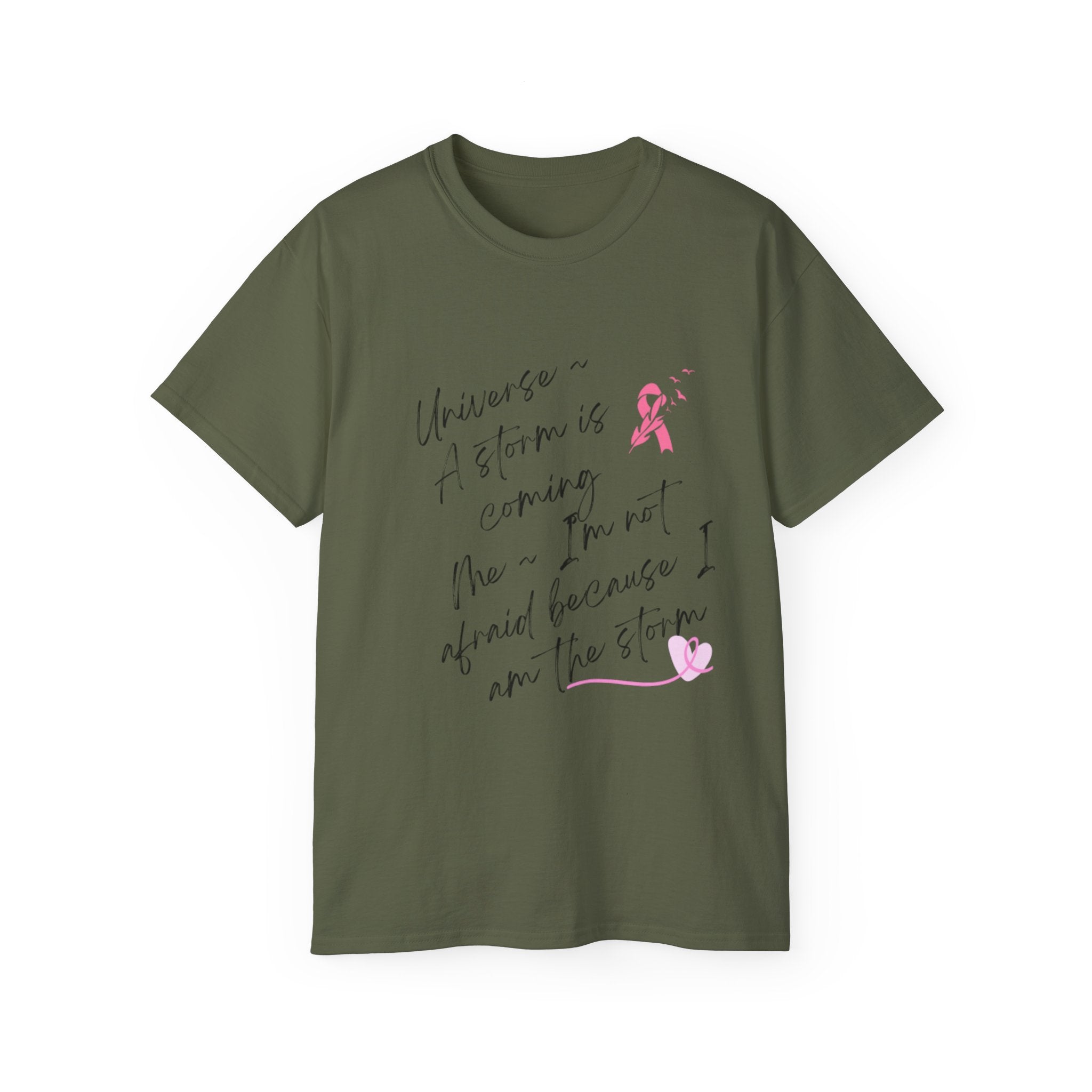 Breast Cancer Awareness Tee – "A Storm is Coming" Inspirational Cotton Shirt