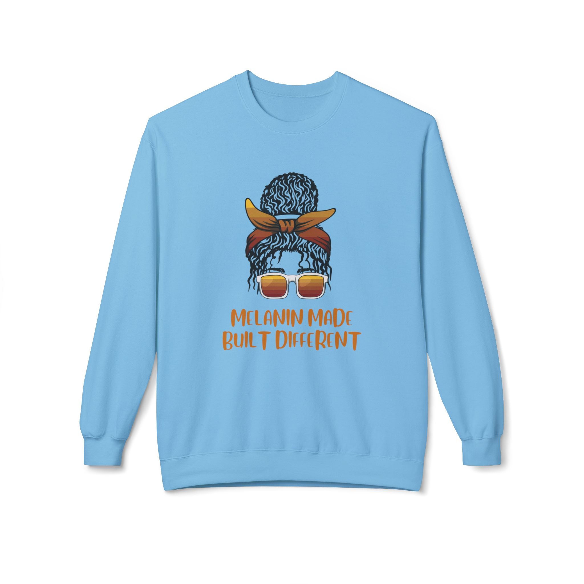 Melanin Made Built Different Sweatshirt — Afro Puff Bandana Crewneck