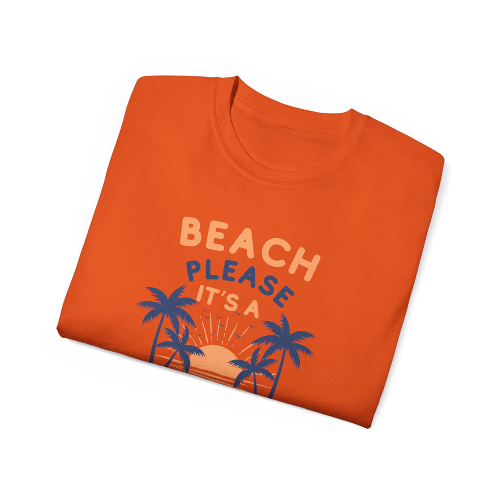 Beach Please It's a Girl's Trip Tee — Tropical Palm Sunset Vacation Shirt