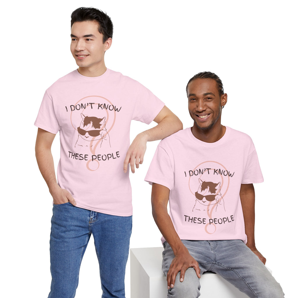 Cat Graphic Tee — "I Don't Know These People" Introvert Humor Shirt