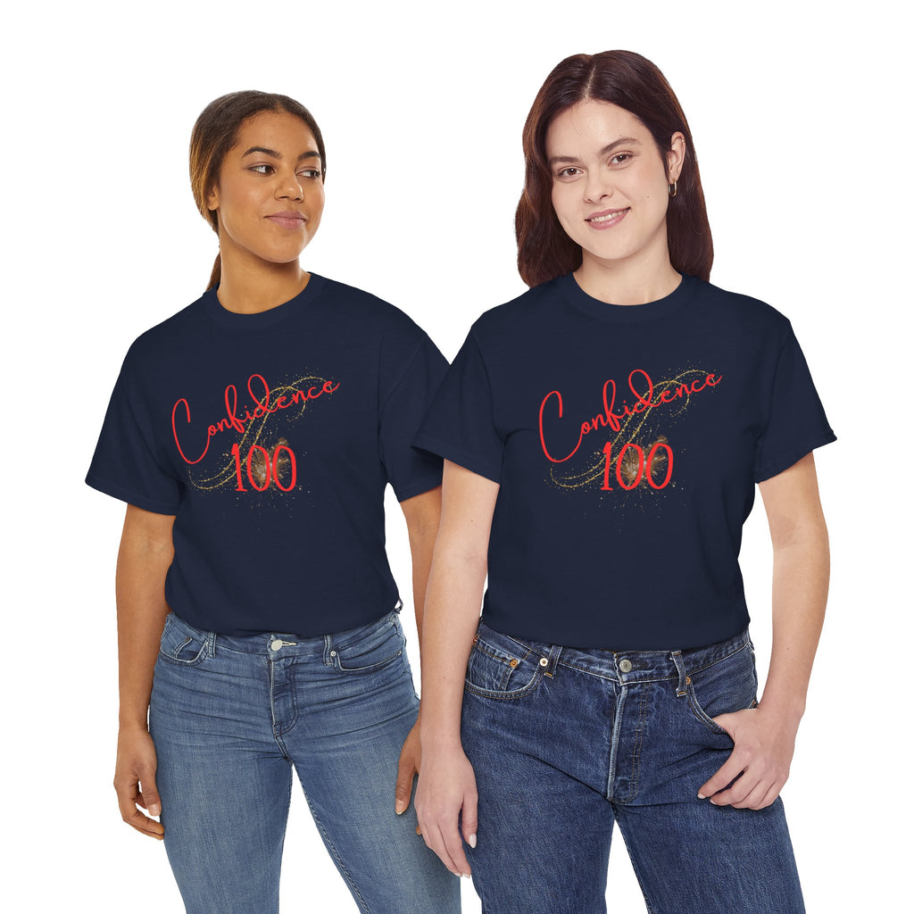 Confidence 100 T-Shirt — Inspirational Script Graphic Tee