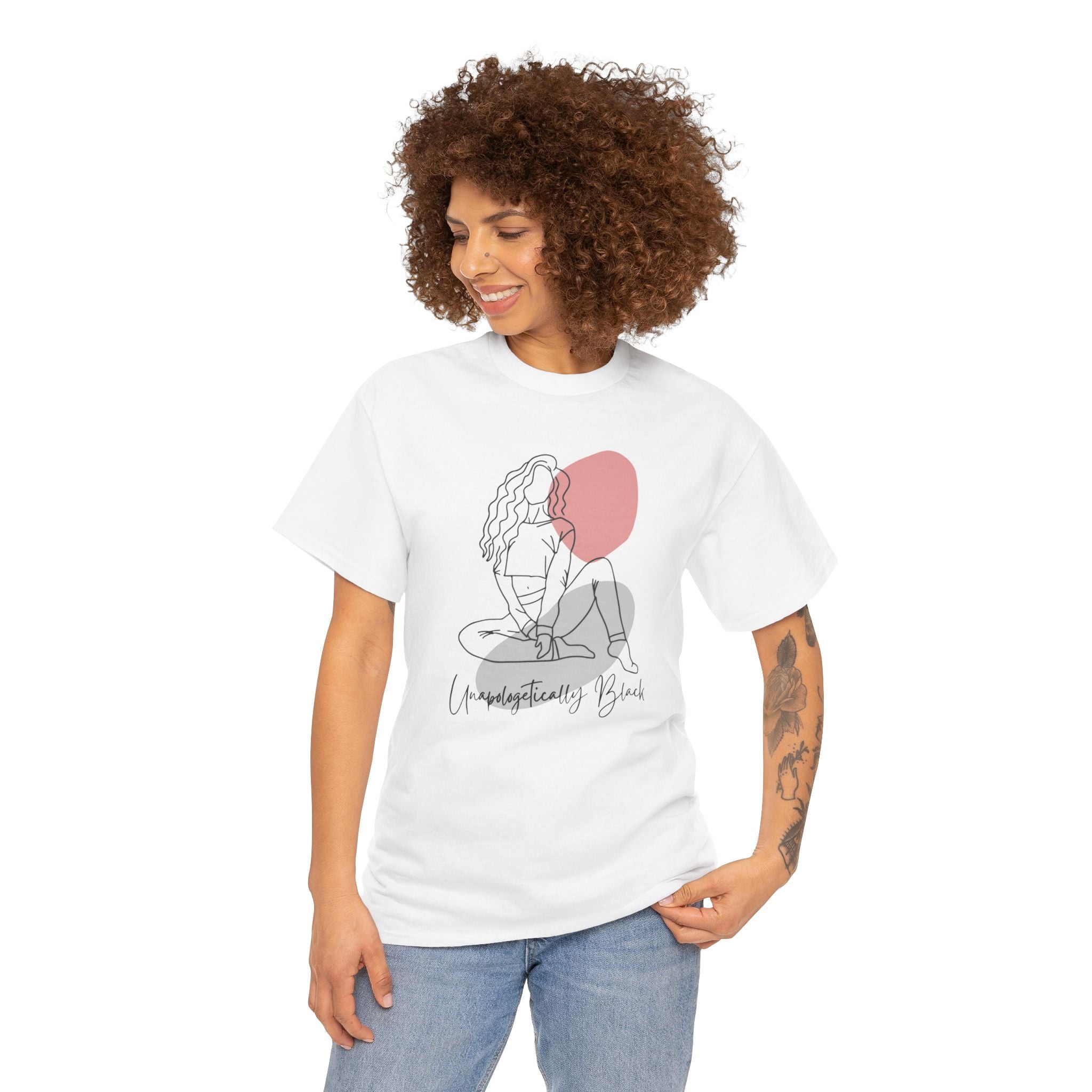 Bold Woman Line Art Tee – "Unapologetically Black" Cotton T‑Shirt