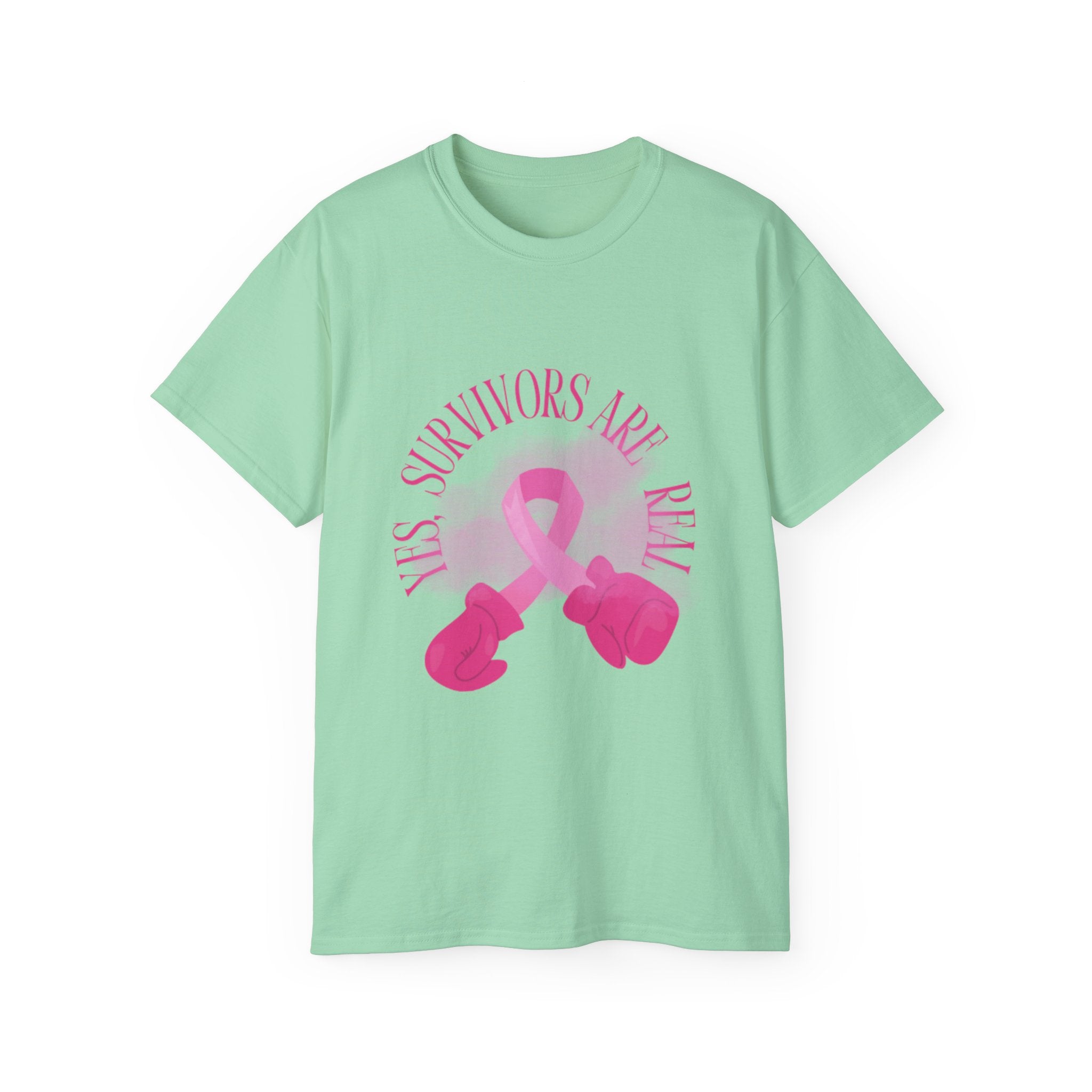 Breast Cancer Survivors Are Real T-Shirt — Pink Ribbon Boxing Gloves Tee