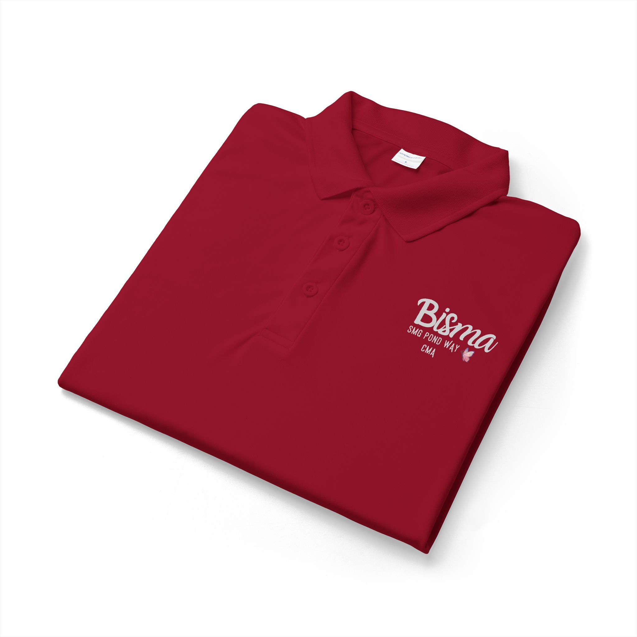 Bisma Work Polo Grey Script with Butterfly