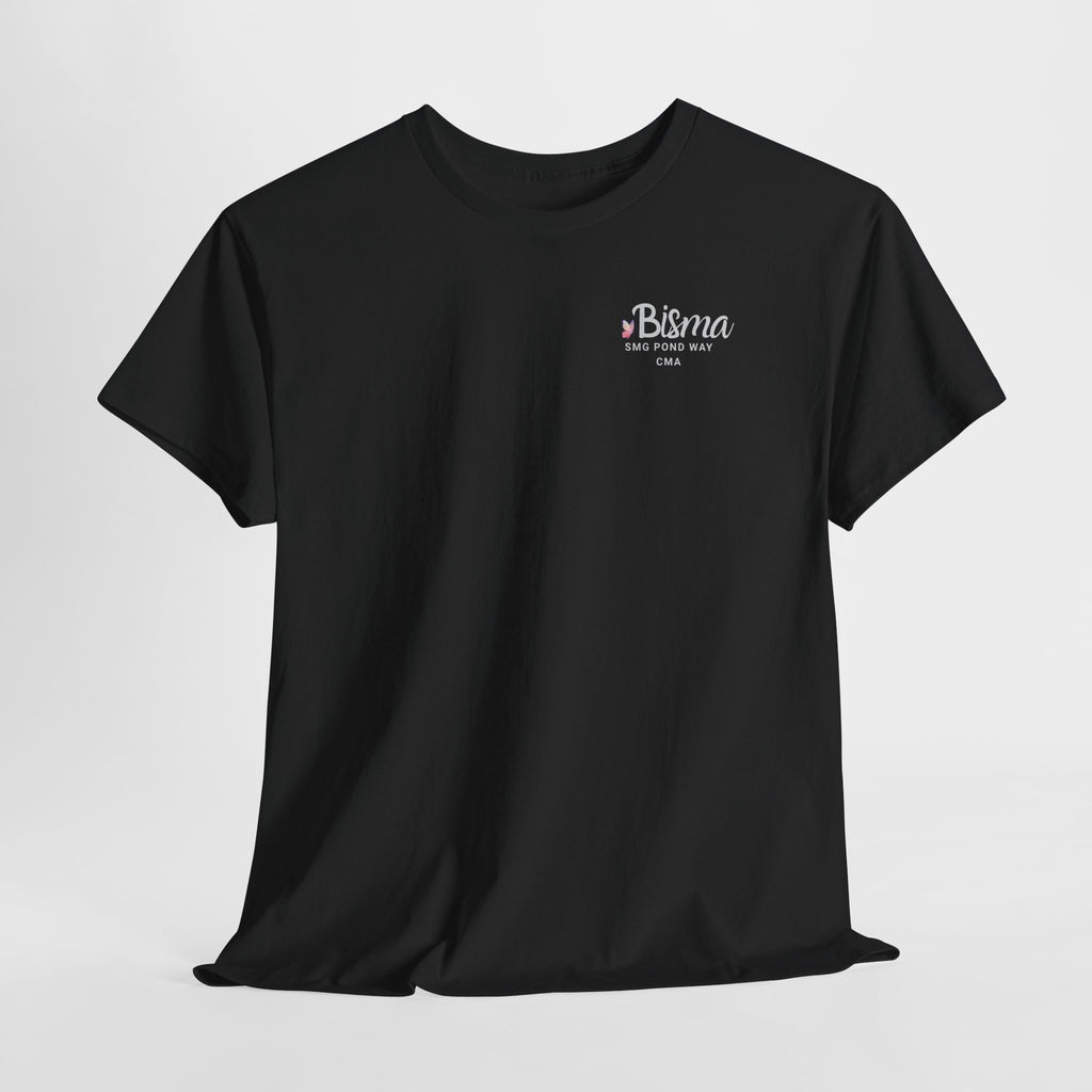 Bisma Crest Pocket Tee – Black T-Shirt White Script with Butterfly