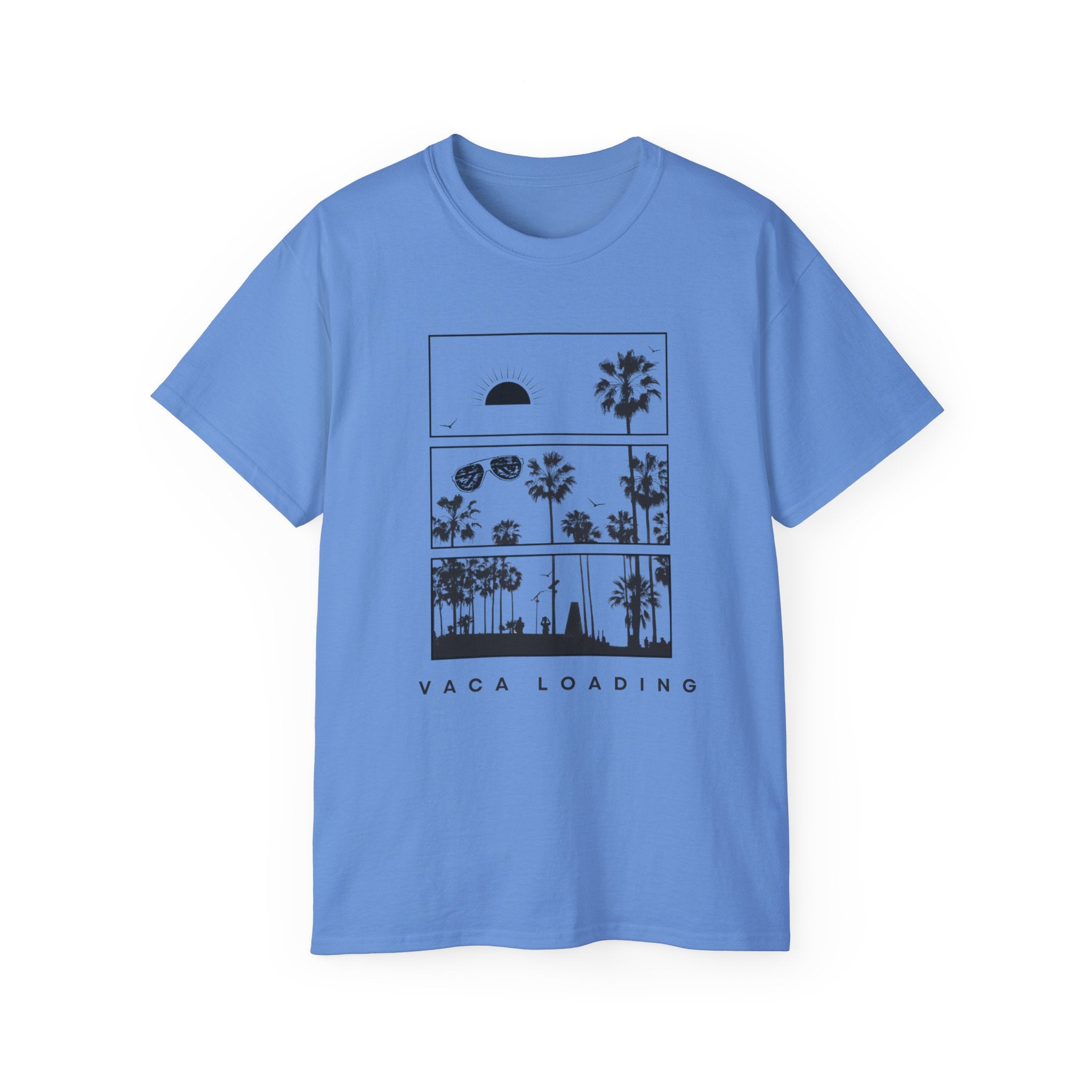 Vacation Loading T‑Shirt — Retro Palm & Sunset Graphic Tee