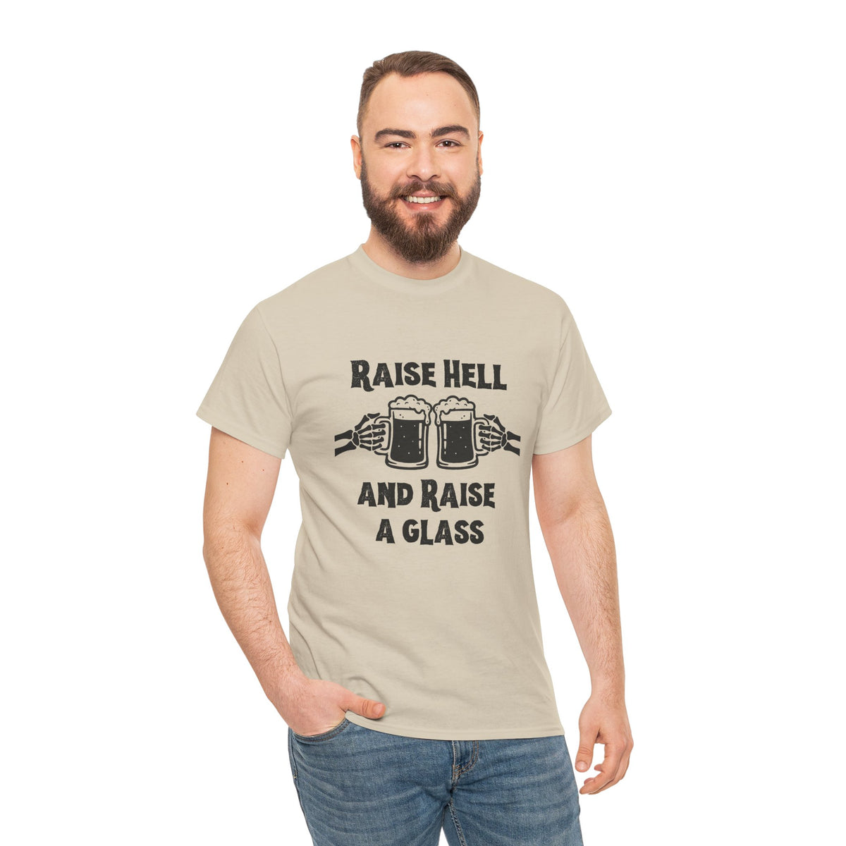 Raise Hell and Raise a Glass T-Shirt — Cheers Beer Drinking Tee