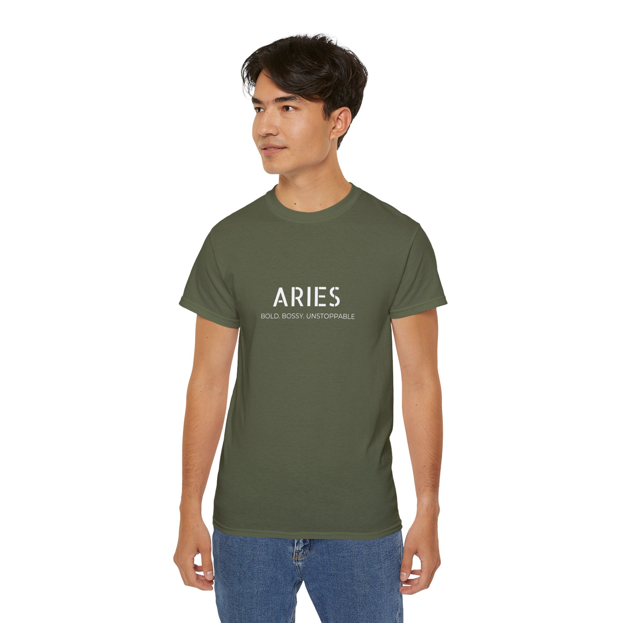 Aries Zodiac T‑Shirt — "Bold. Bossy. Unstoppable." Cotton Tee