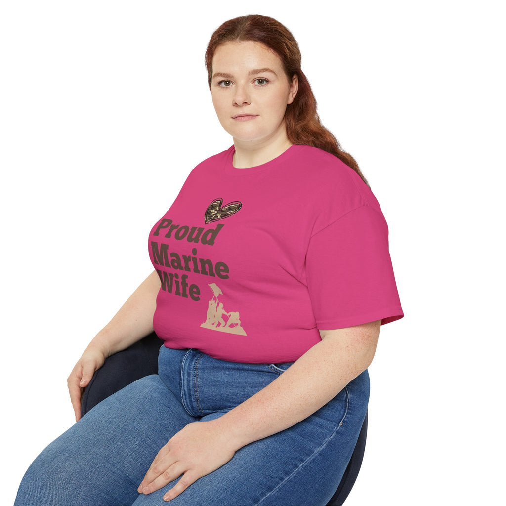 Proud Marine Wife T-Shirt — Camouflage Heart & Marine Family Tee
