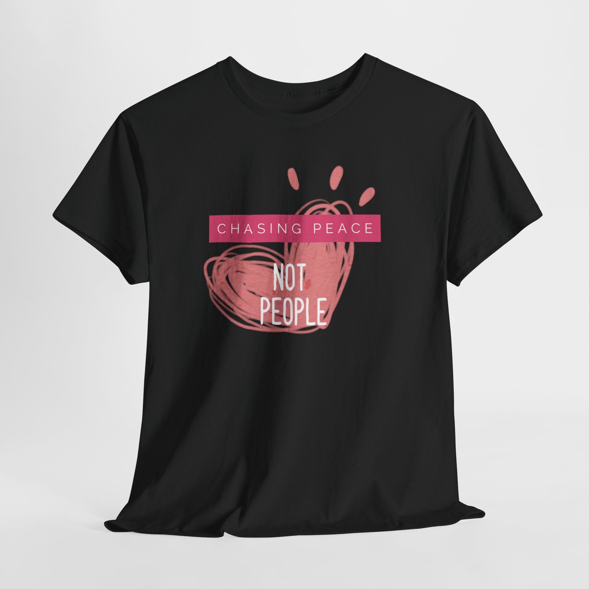 Chasing Peace Not People Tee — Pink Graphic Mental Health Awareness T‑Shirt