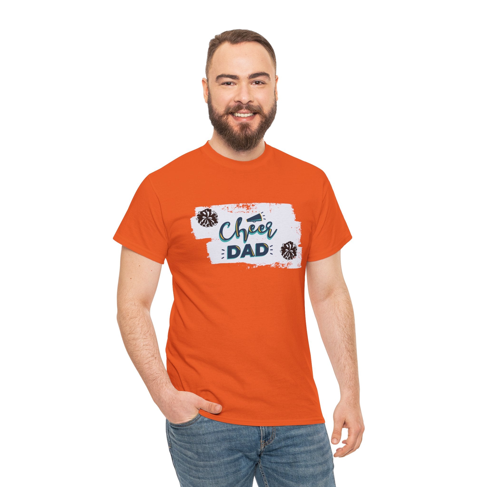 Cheer Dad T-Shirt — Cheerleading Dad Tee with Pom-Poms, Father's Day Gift