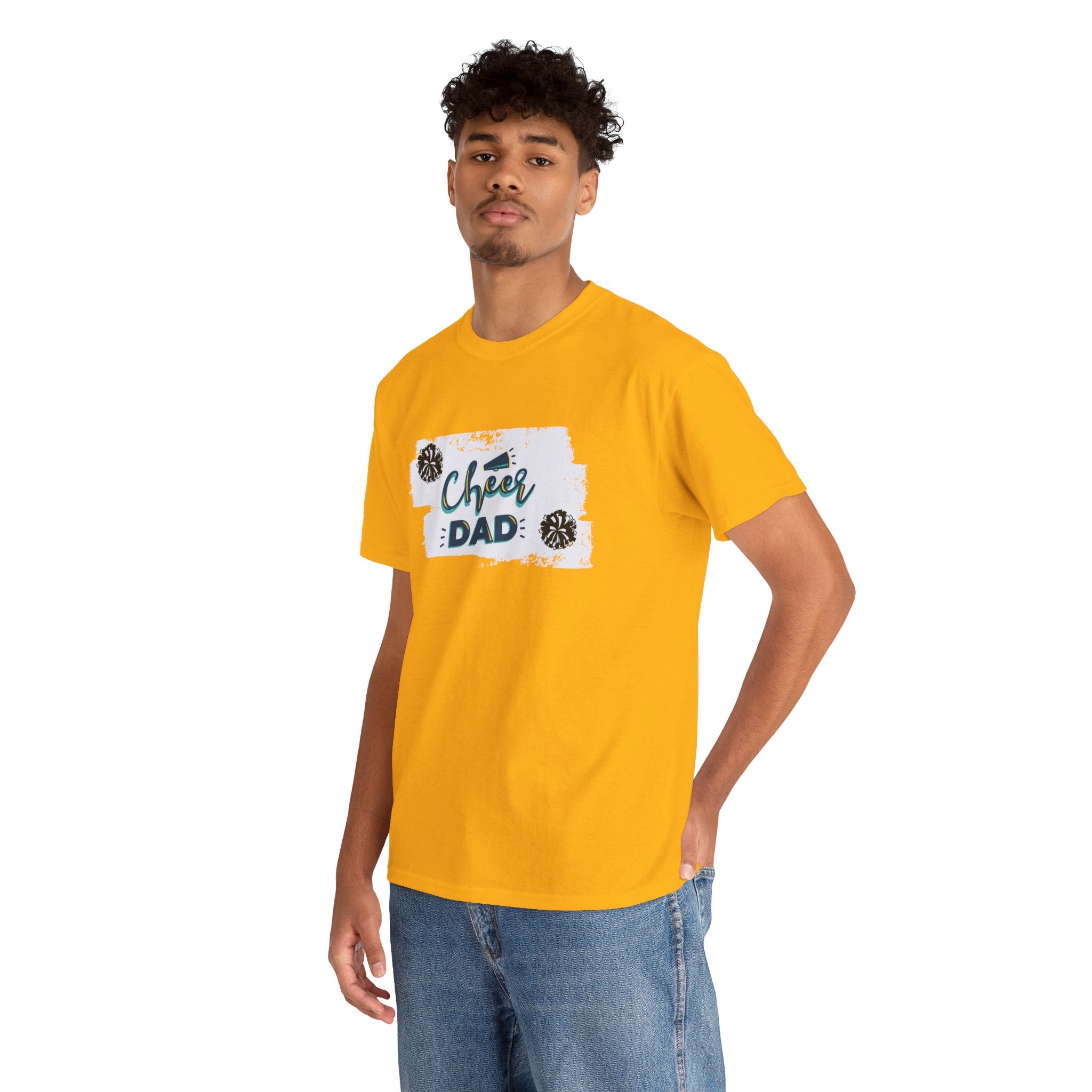 Cheer Dad T-Shirt — Cheerleading Dad Tee with Pom-Poms, Father's Day Gift