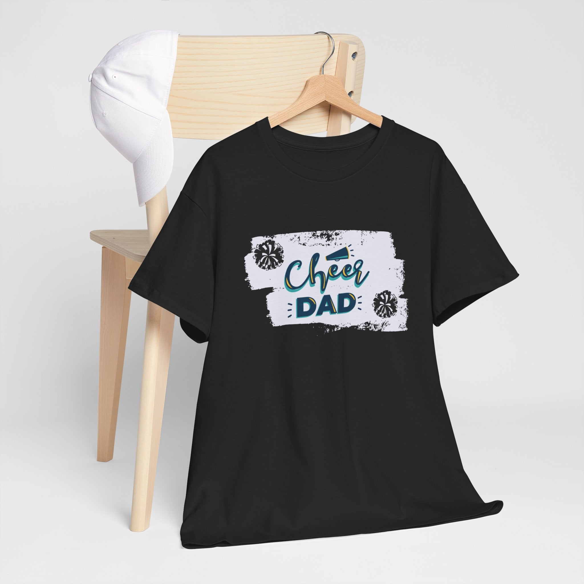 Cheer Dad T-Shirt — Cheerleading Dad Tee with Pom-Poms, Father's Day Gift