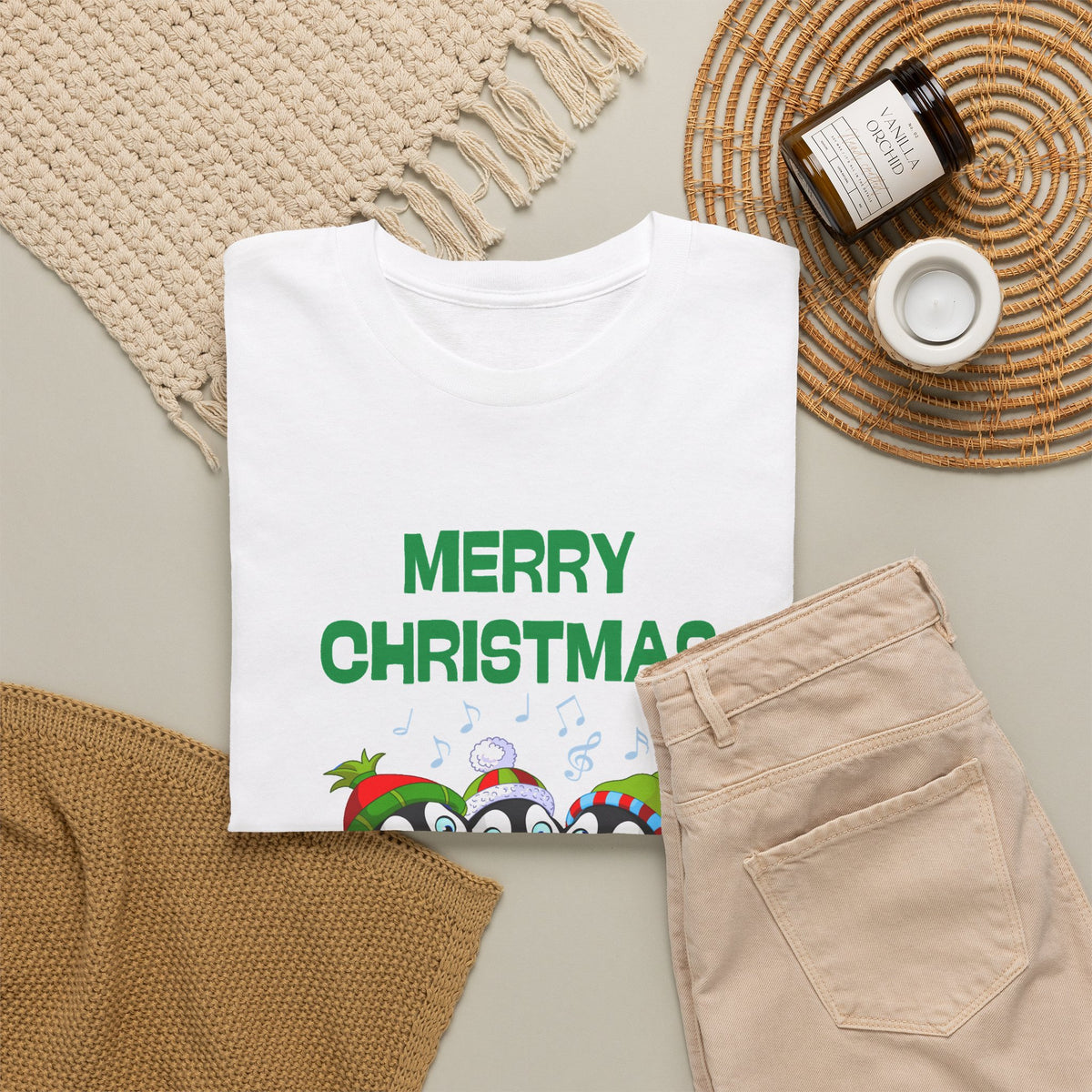 Merry Christmas Penguin Trio Holiday T-Shirt