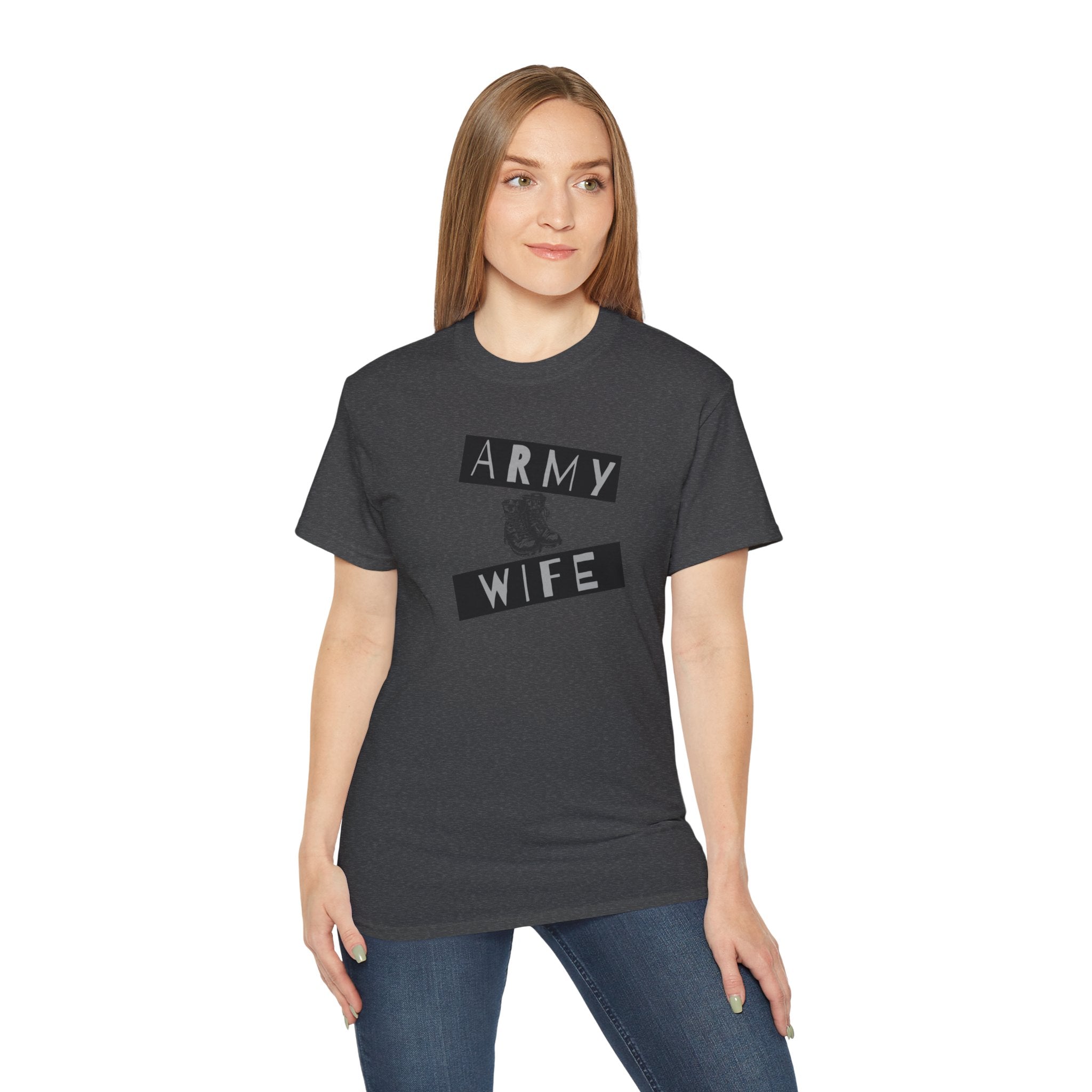 Army Wife T‑Shirt — Military Wife Tee with Combat Boot Graphic