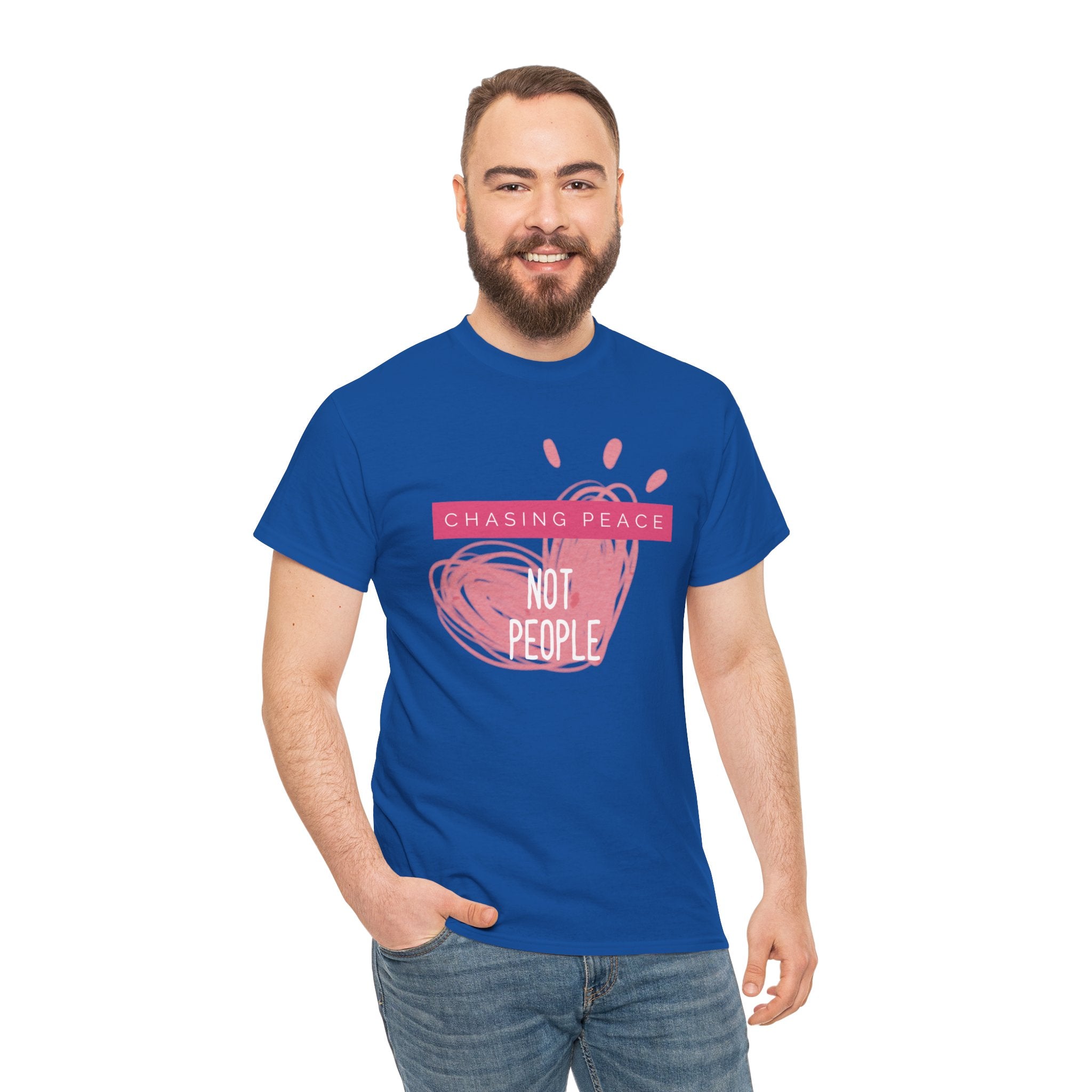 Chasing Peace Not People Tee — Pink Graphic Mental Health Awareness T‑Shirt