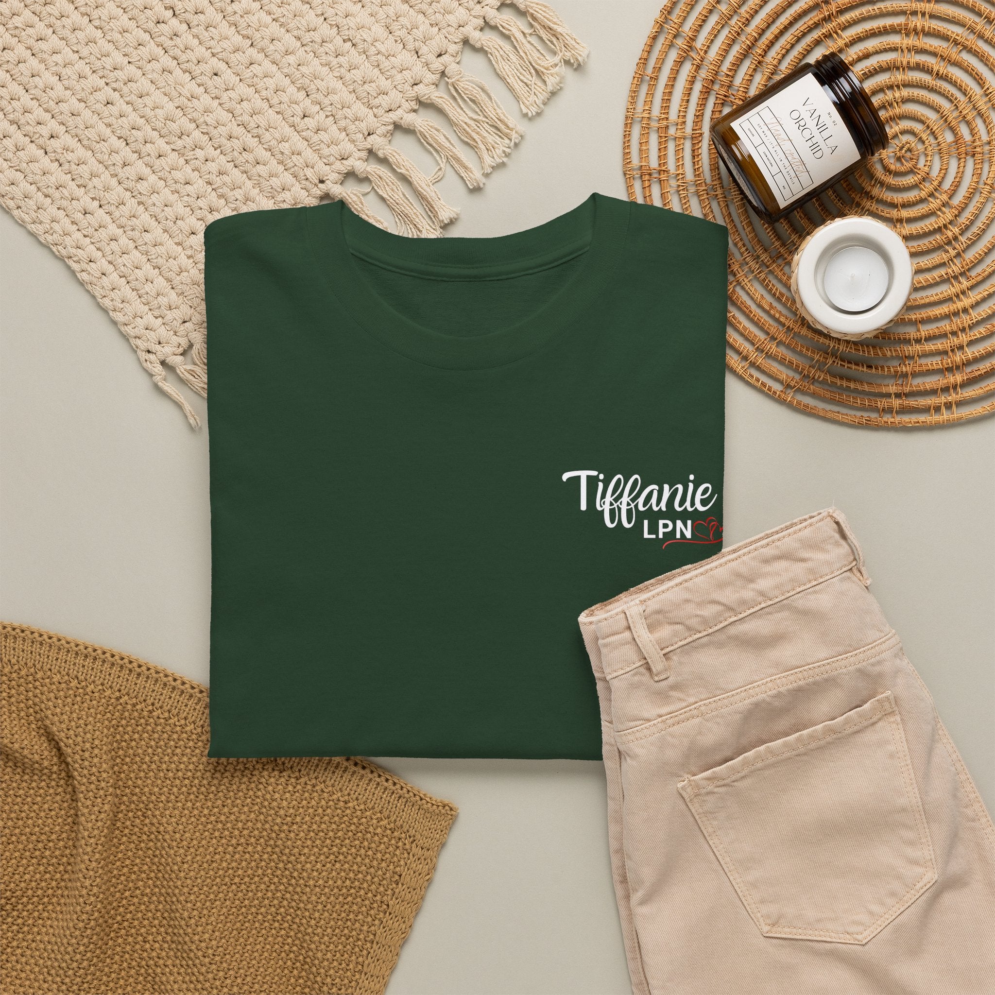 T-shirt — "Tiffany LPN" Script Logo Chest Tee