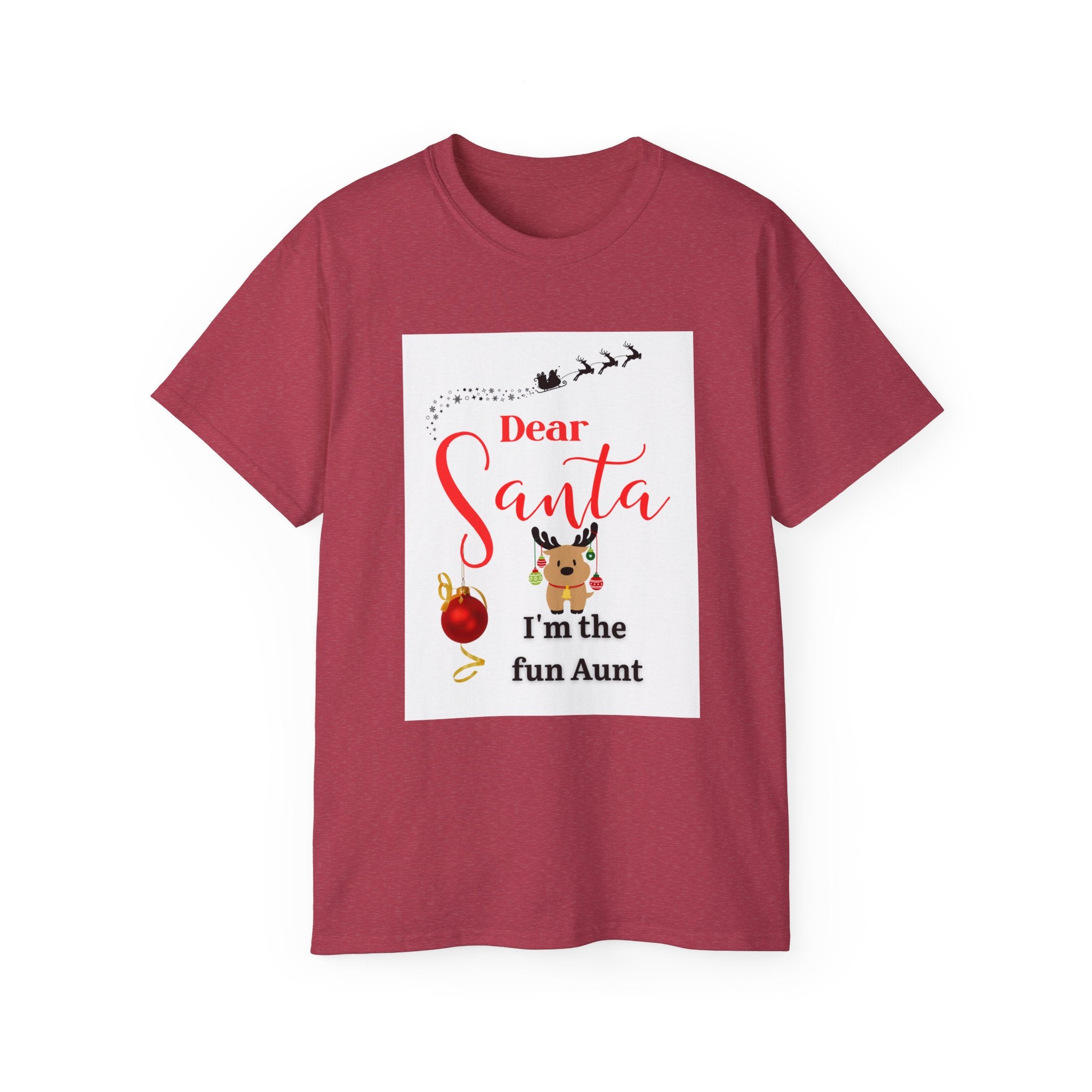Dear Santa Festive Fun Aunt Tee, Christmas Shirt, Holiday Gift, Cute Santa Tee, Unisex Seasonal T-Shirt, Cute Aunt Apparel