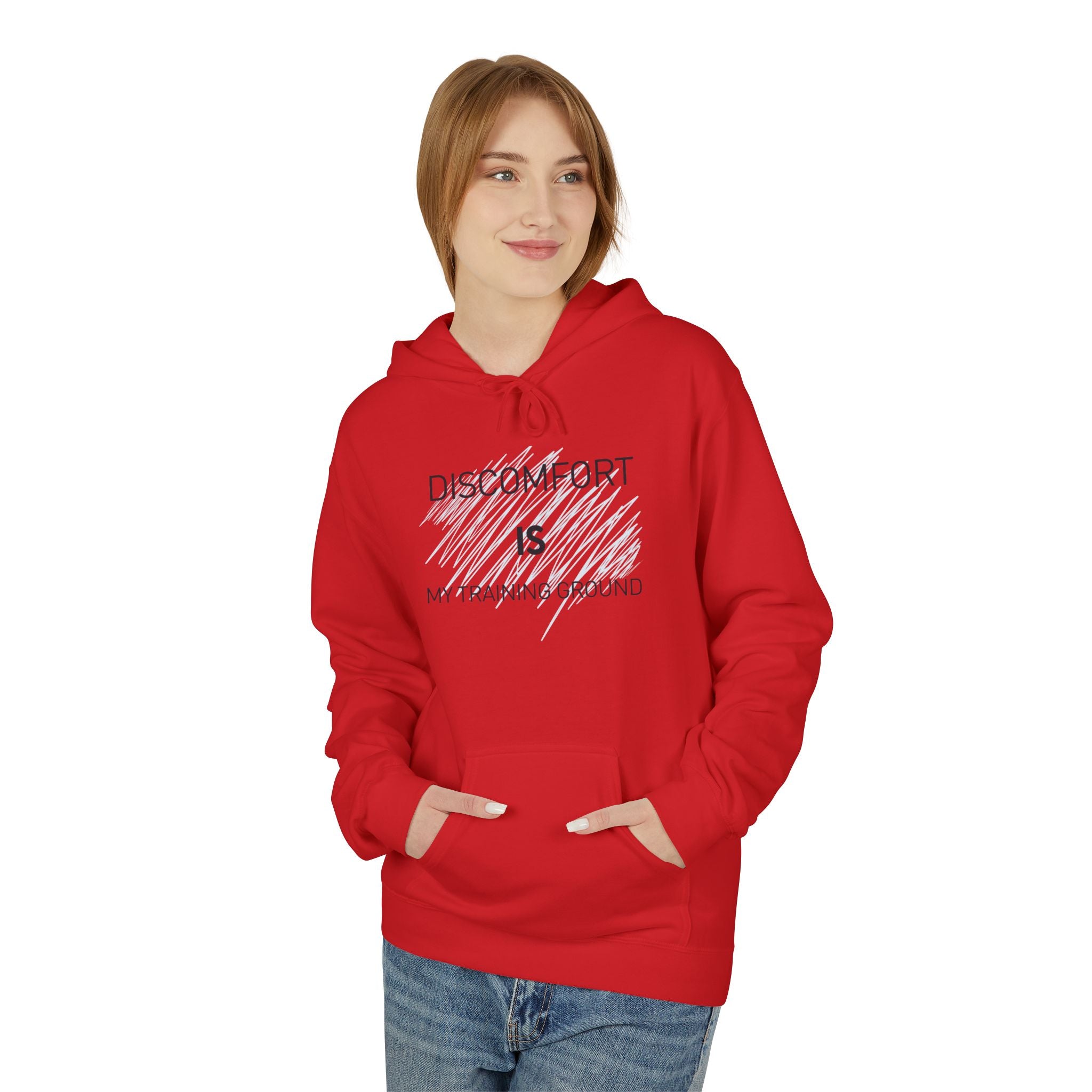 Hoodie — "Discomfort Is My Training Ground" Motivational Fitness Pullover
