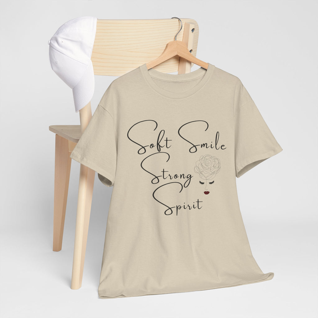 Soft Smile Strong Spirit Tee — Minimal Line Art Inspirational T-Shirt