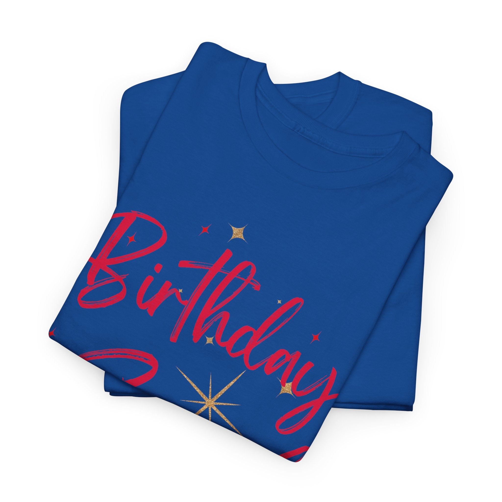 Birthday Squad T-Shirt — Women's Party Tee with Pink Script & Gold Stars