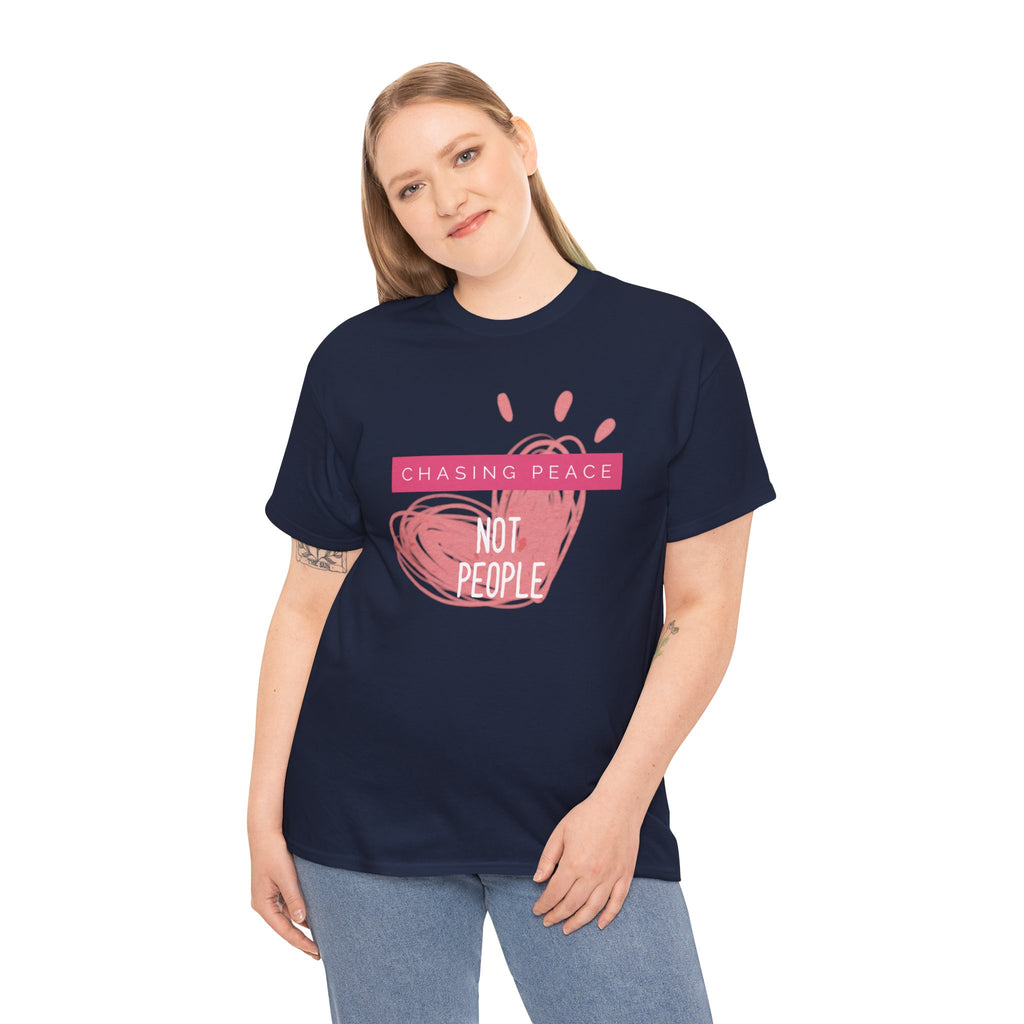 Chasing Peace Not People Tee — Pink Graphic Mental Health Awareness T‑Shirt