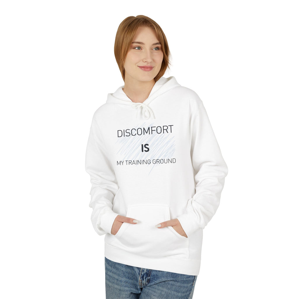 Hoodie — "Discomfort Is My Training Ground" Motivational Fitness Pullover