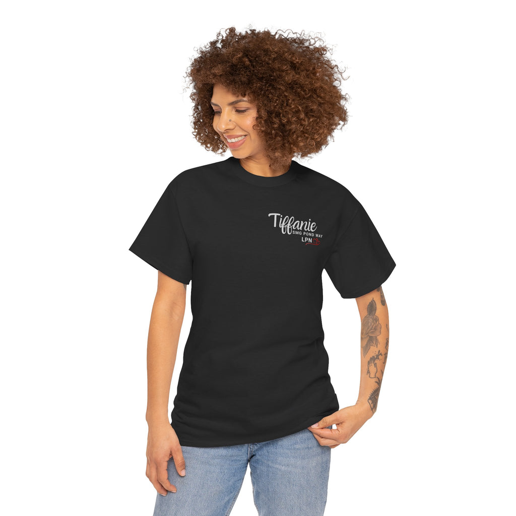 "Tiffanie" Minimal Script with Heart Chest Logo T-Shirt