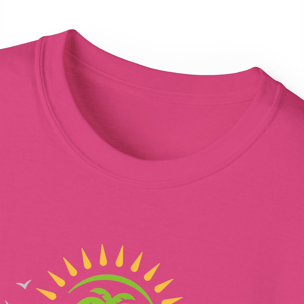 Waves and Matching Shades Tee — Retro Palm Beach Graphic T-Shirt