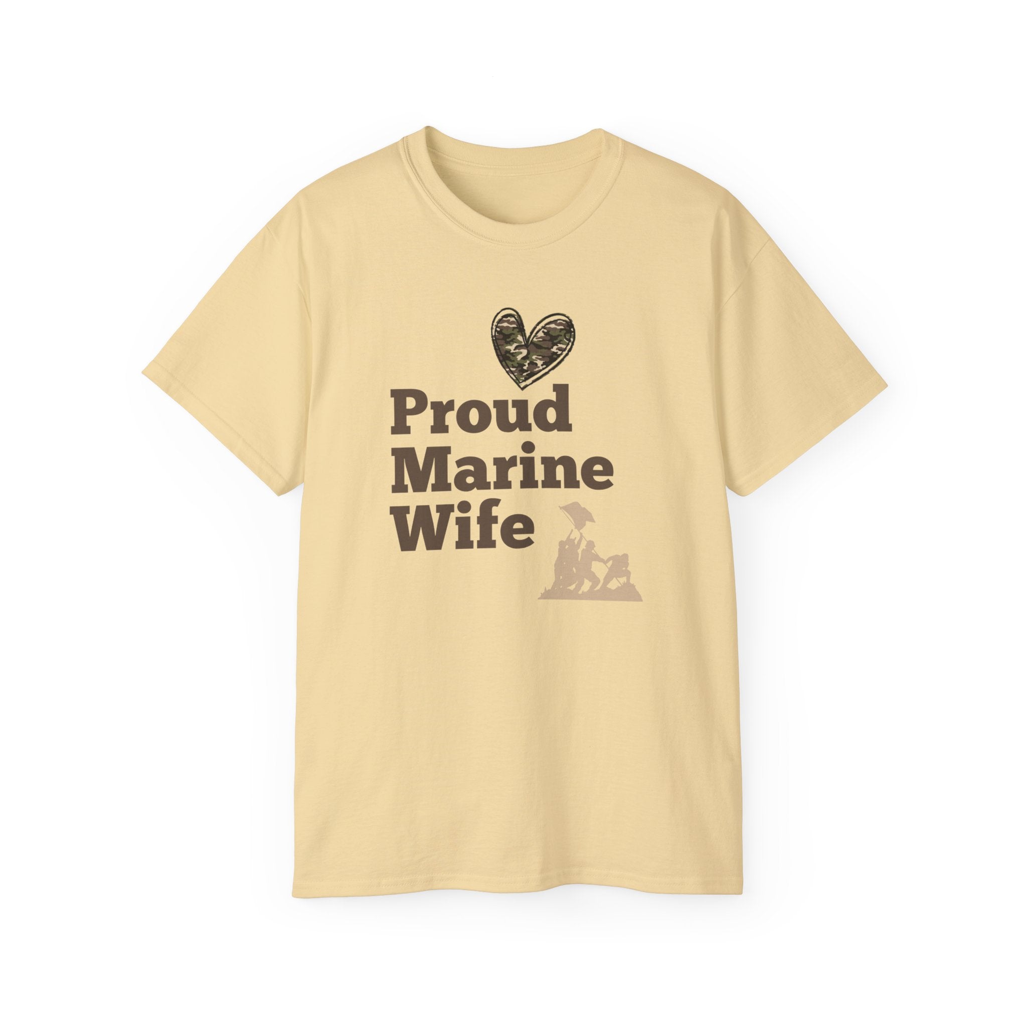 Proud Marine Wife T-Shirt — Camouflage Heart & Marine Family Tee