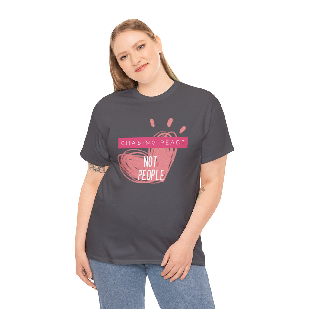 Chasing Peace Not People Tee — Pink Graphic Mental Health Awareness T‑Shirt