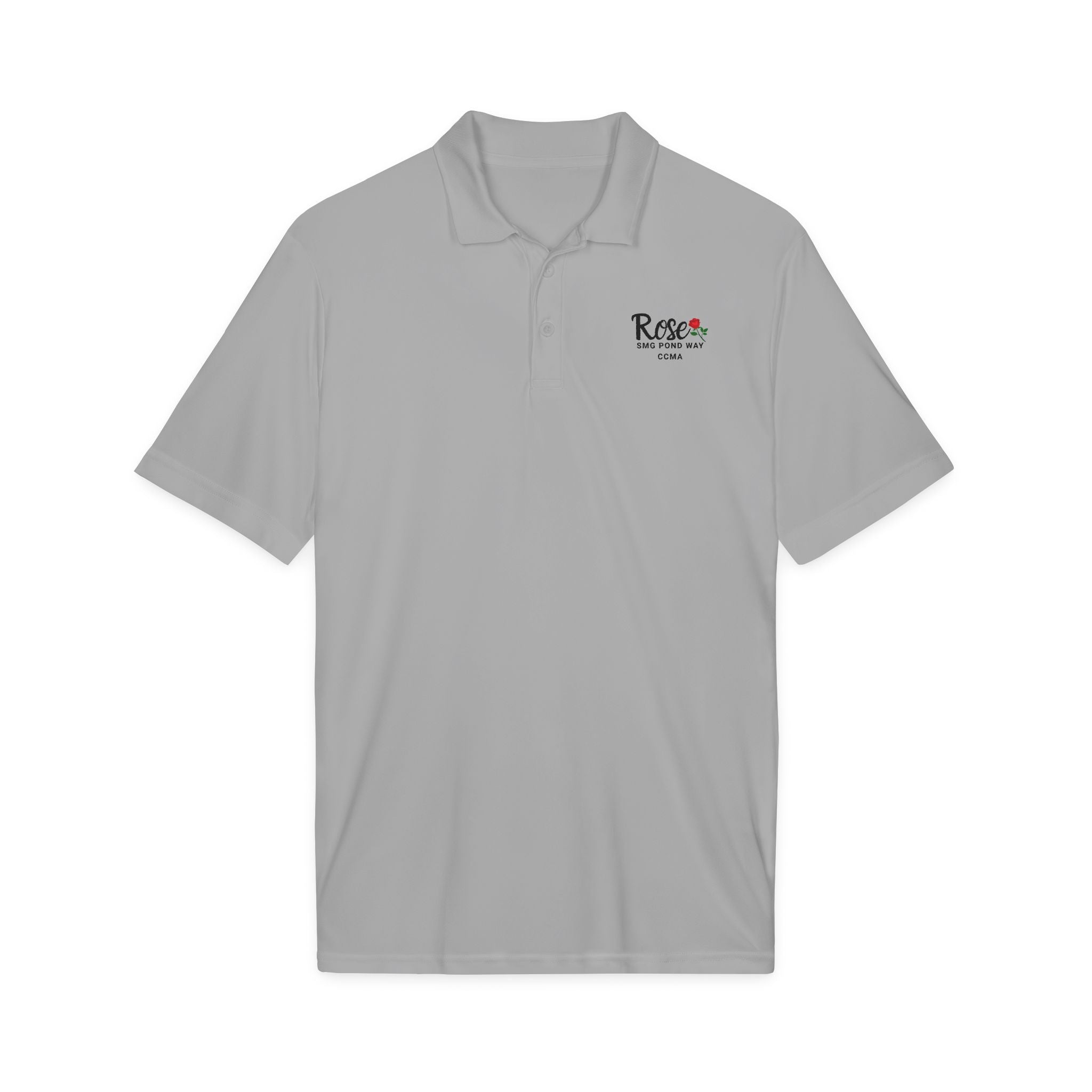 Rose Work Logo Polo Shirt Black Script with a Rose