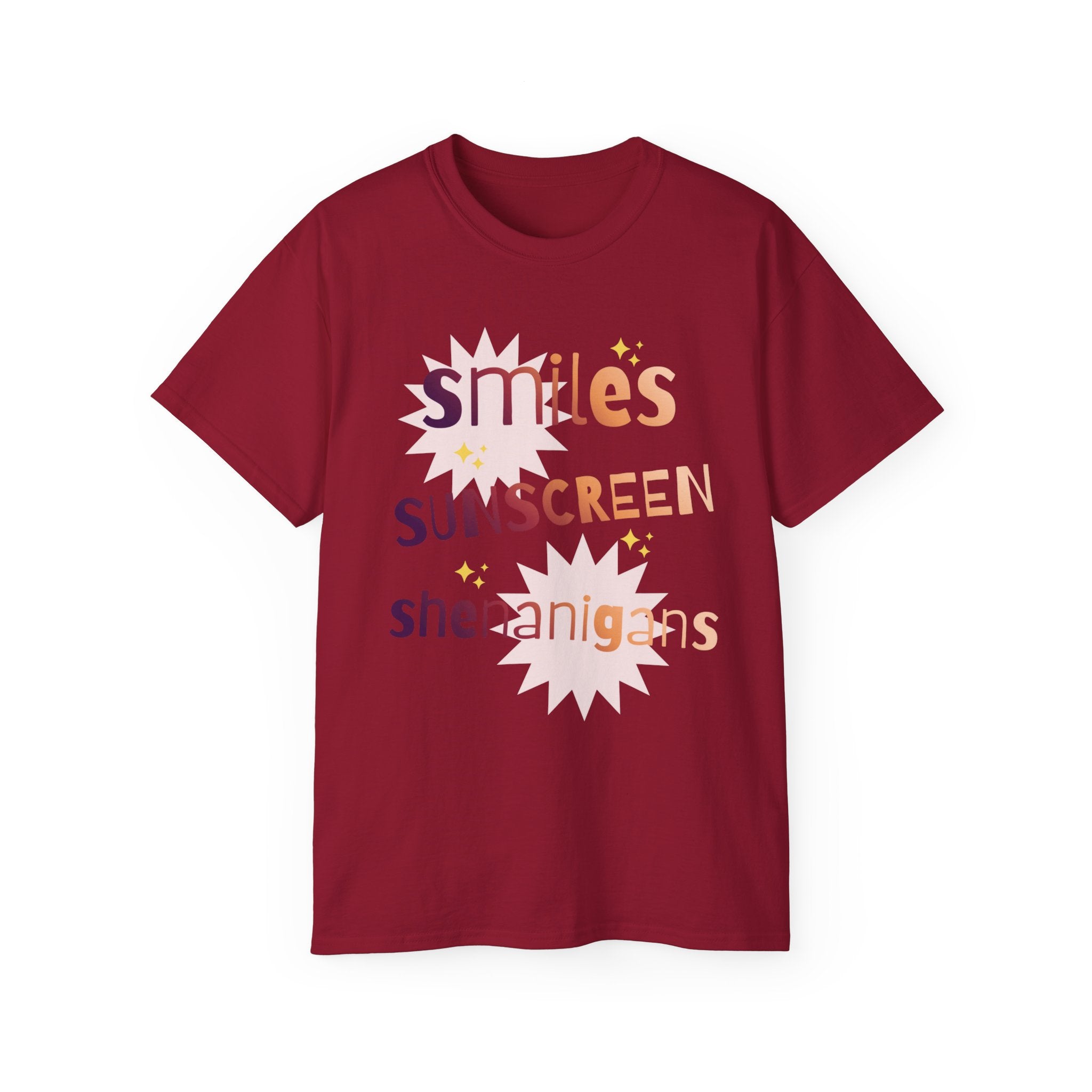 Smiles Sunscreen Shenanigans Tee — Fun Summer Beach Shirt