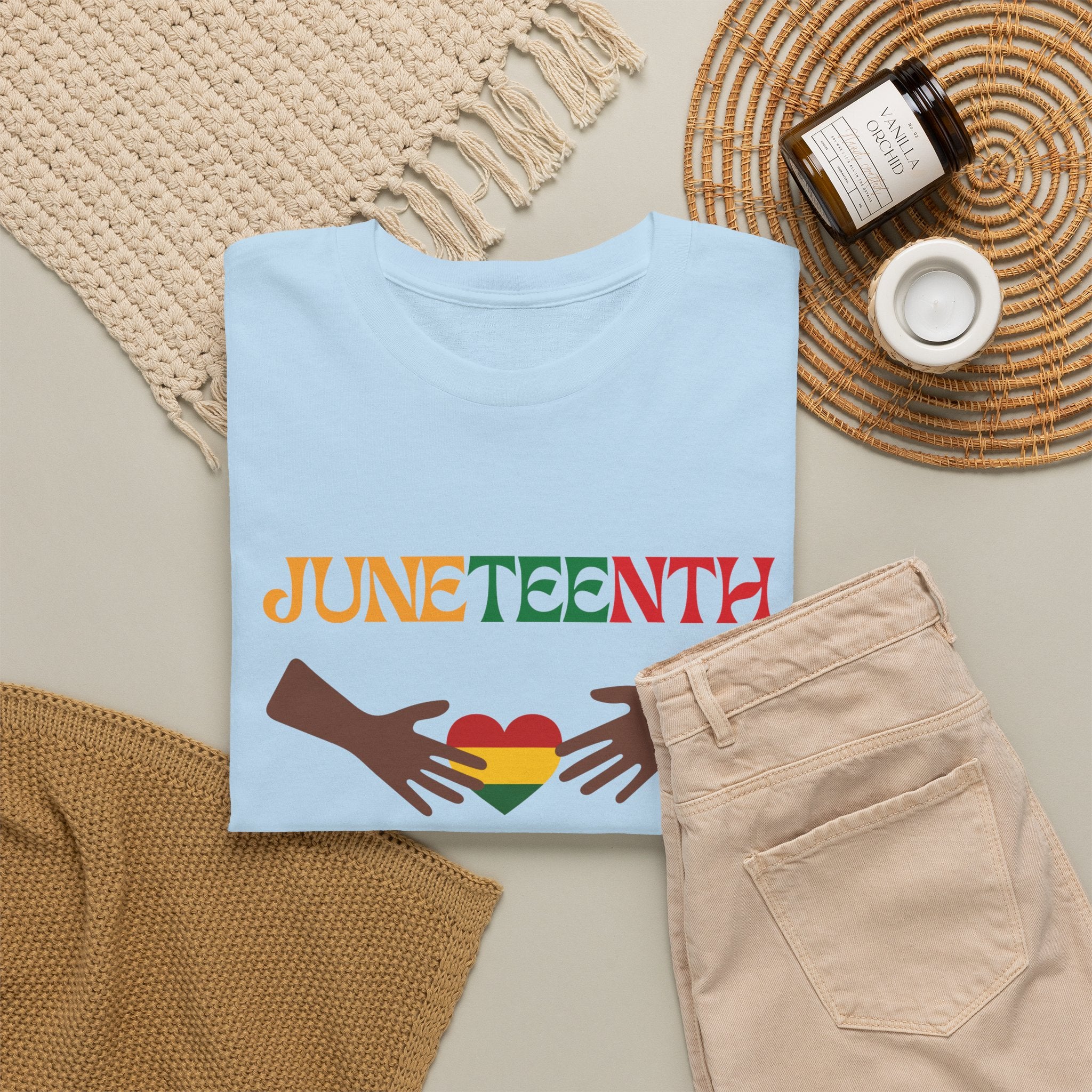 Juneteenth 1865 T-Shirt — Black History Celebration Tee with Heart & Hands Design