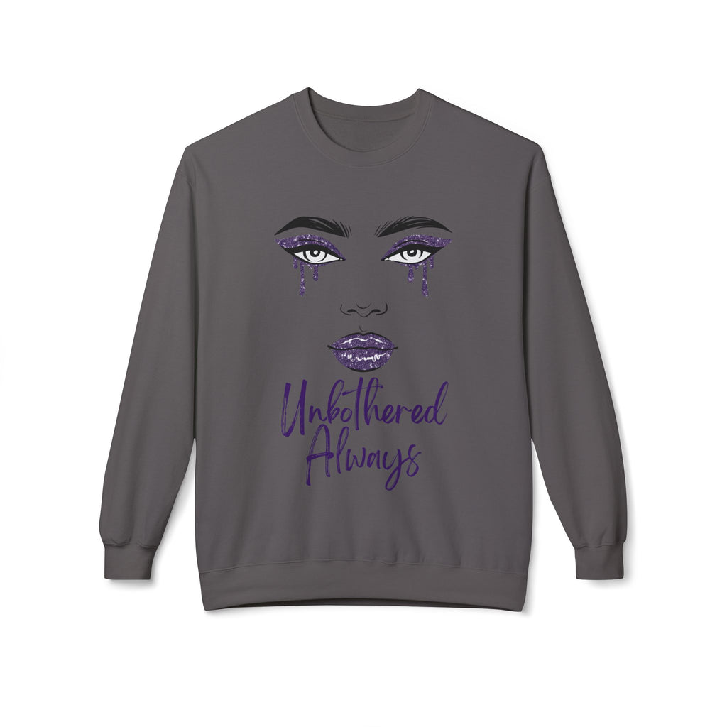 Unbothered Always Crewneck Sweatshirt — Glam Dripping Makeup Graphic