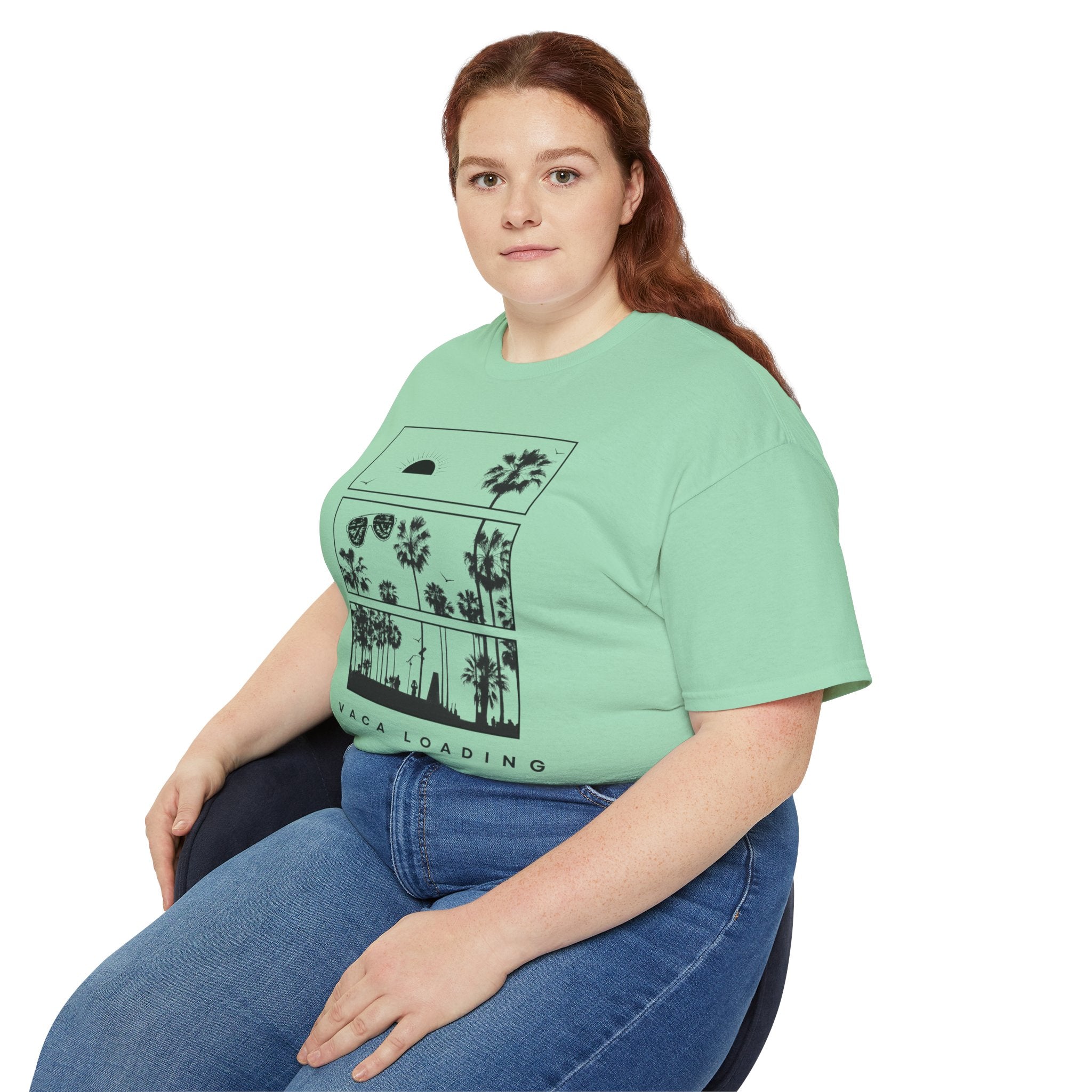 Vacation Loading T‑Shirt — Retro Palm & Sunset Graphic Tee