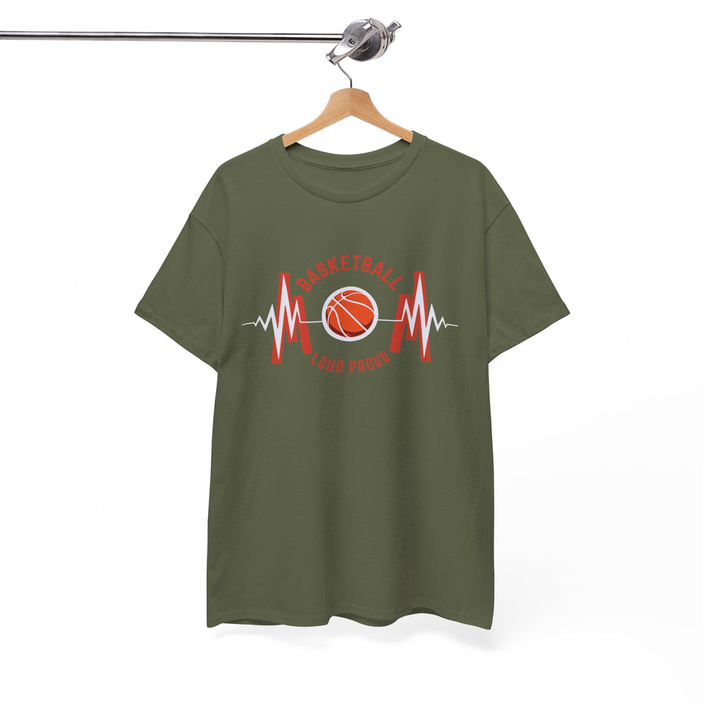 Basketball Mom Loud Proud Tee — Heartbeat Hoop Graphic T‑Shirt