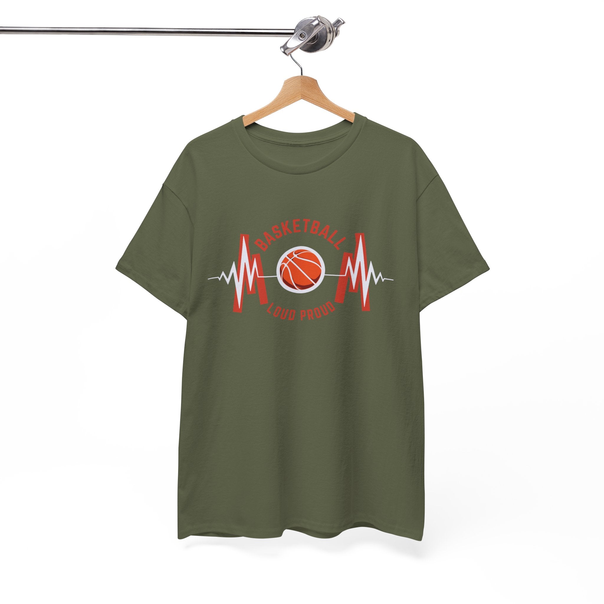 Basketball Mom Loud Proud Tee — Heartbeat Hoop Graphic T‑Shirt