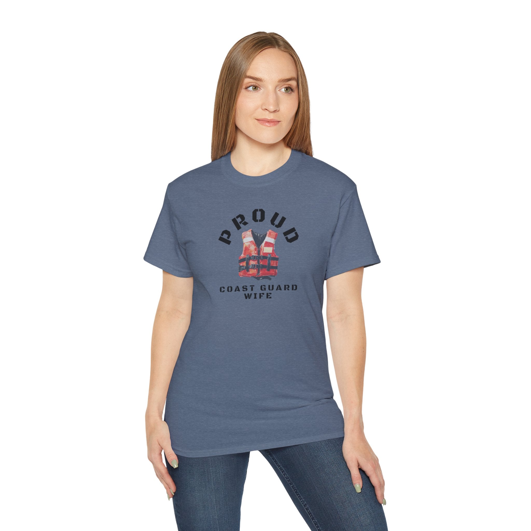 Proud Coast Guard Wife T-Shirt — Life Vest Graphic Tee for Military Spouses
