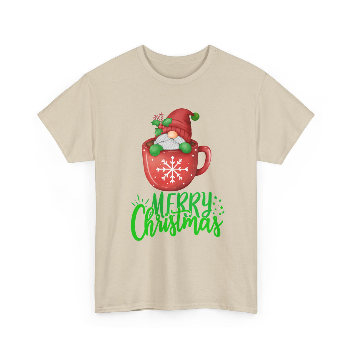 Merry Christmas Gnome in Mug Graphic T-Shirt